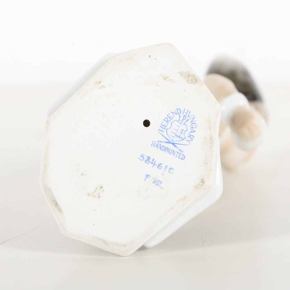 Herend Porcelain Boy With Snowball Figurine