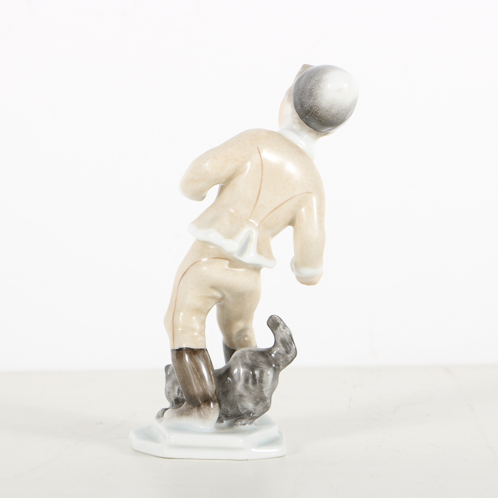 Herend Porcelain Boy With Snowball Figurine