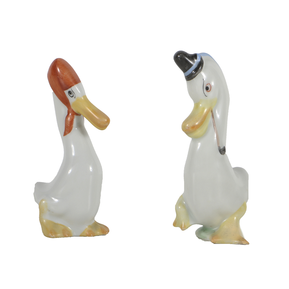 Herend Porcelain Figurines Of Mr. and Mrs. Duck