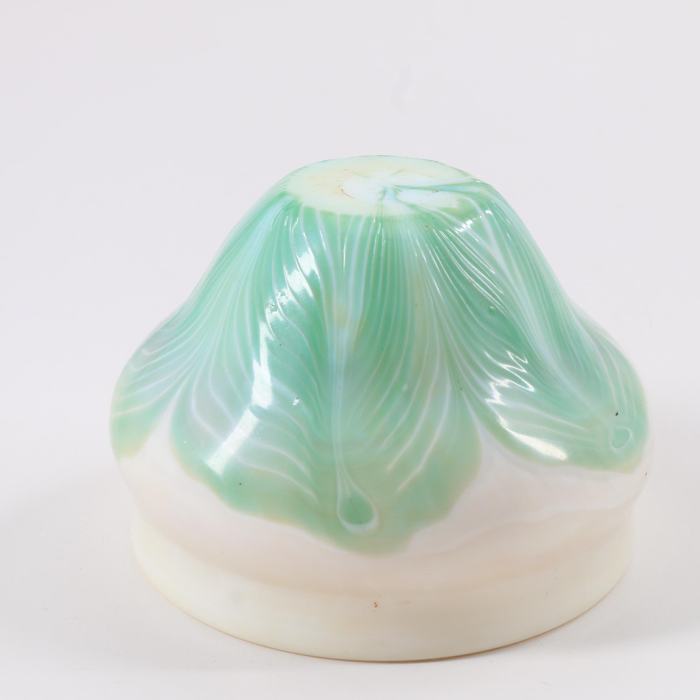 Quezal Style Art Glass Vase and Art Glass Candle Scent Bottle