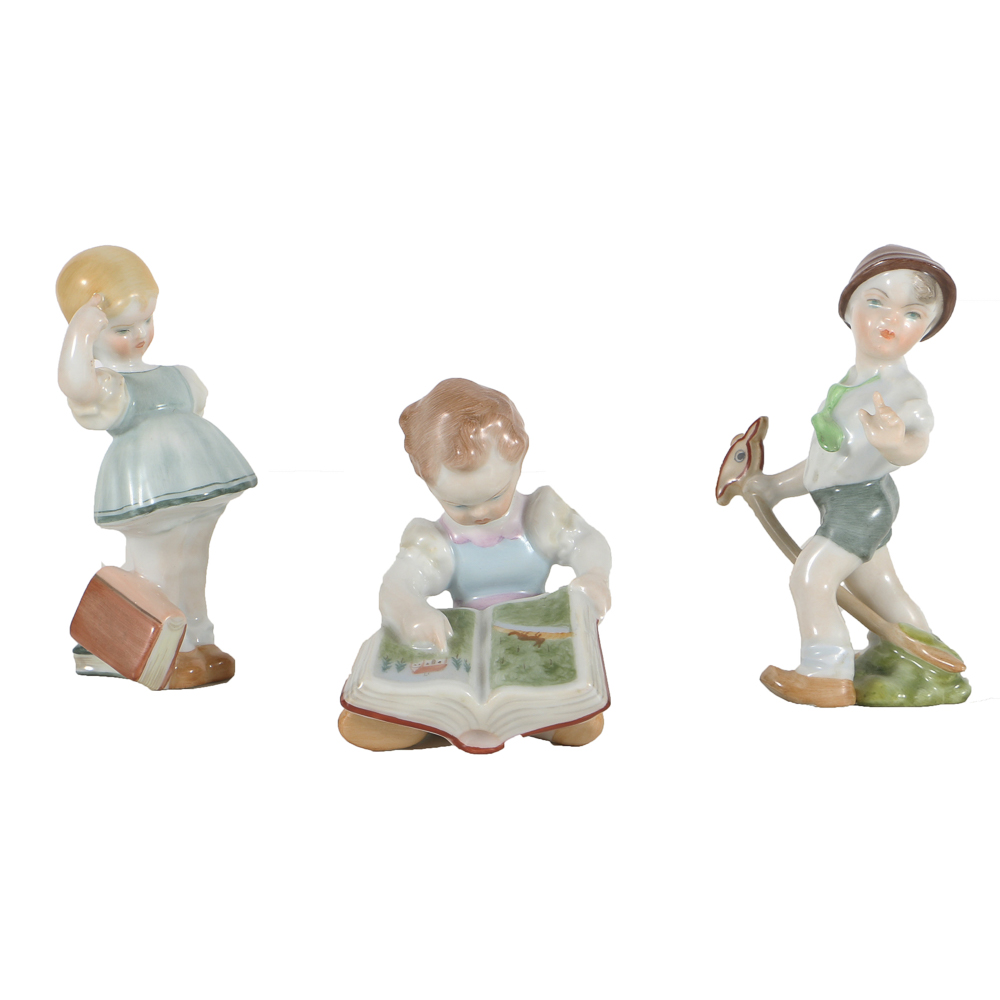 Three Herend Porcelain Figurines Of Children