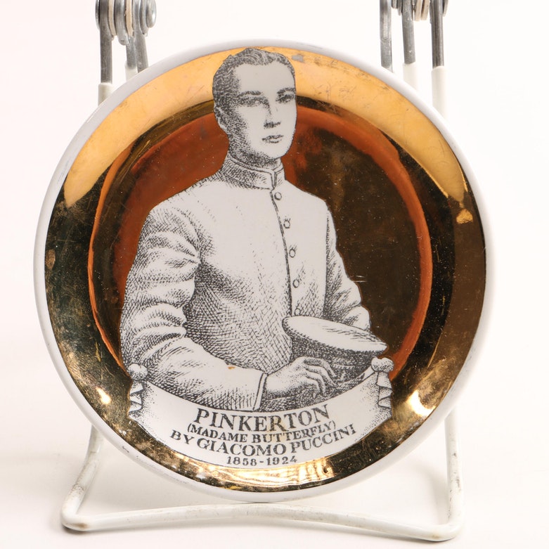 Vintage Melodrama Piero Fornasetti-Milano Gold Ceramic Coasters