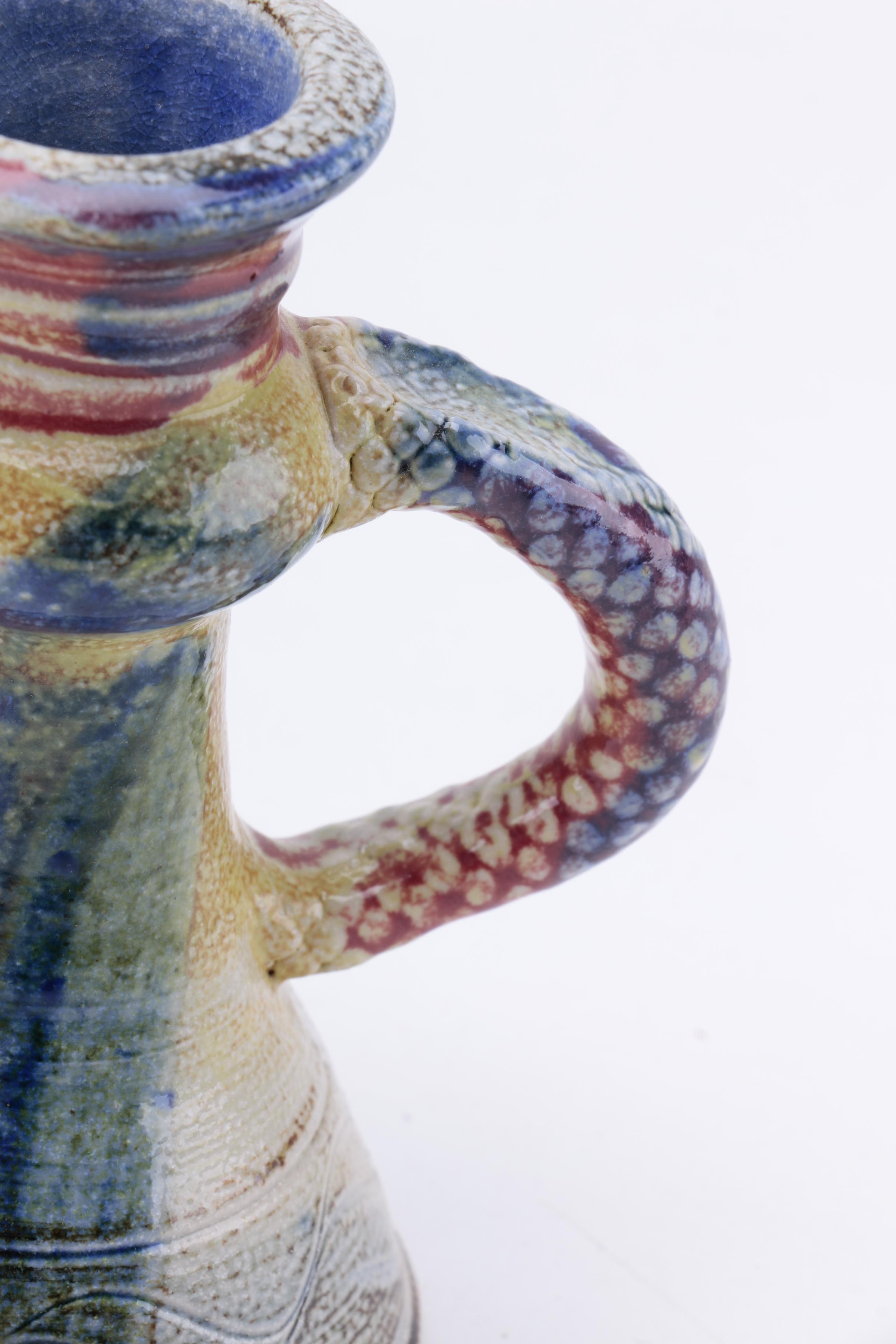 Pair of Irish Michael Kennedy Ceramics Multi-Colored Candlestick Holders