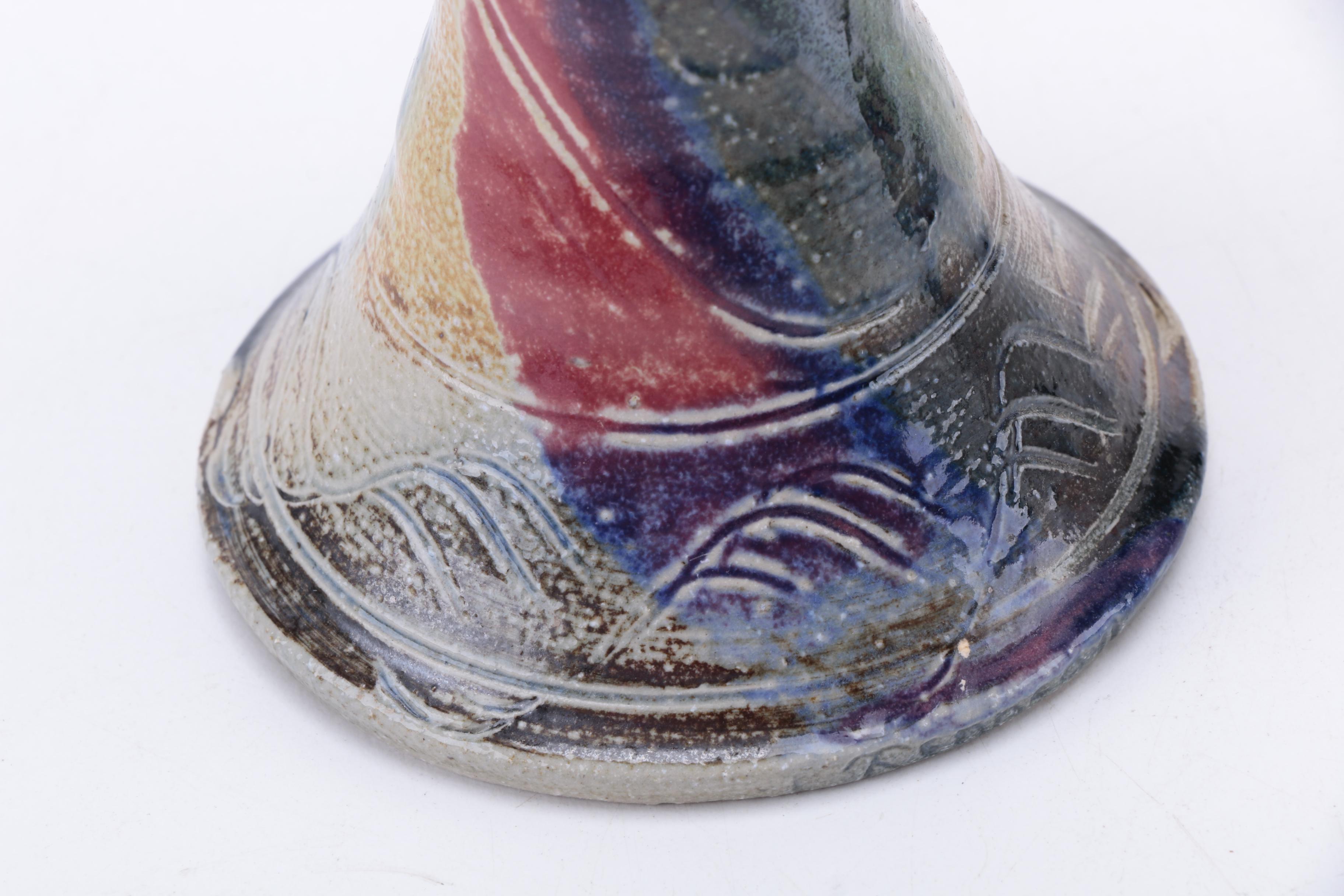 Pair of Irish Michael Kennedy Ceramics Multi-Colored Candlestick Holders