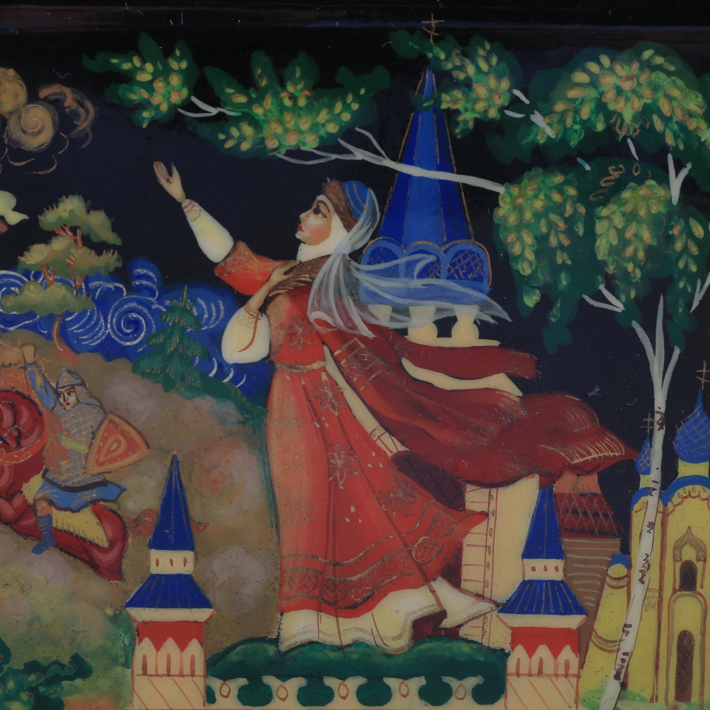 Russian Lacquered Box with Fairytale Scene