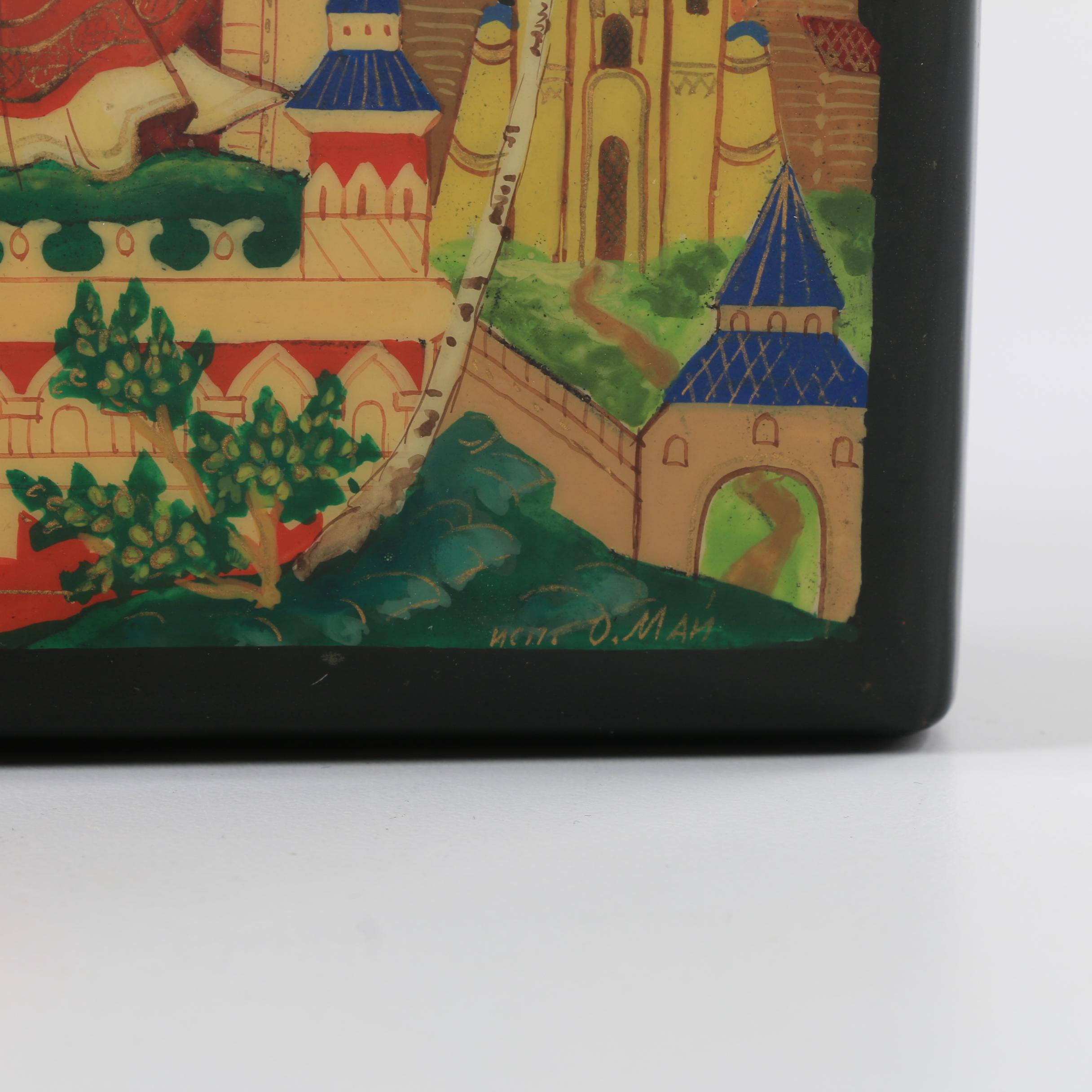Russian Lacquered Box with Fairytale Scene