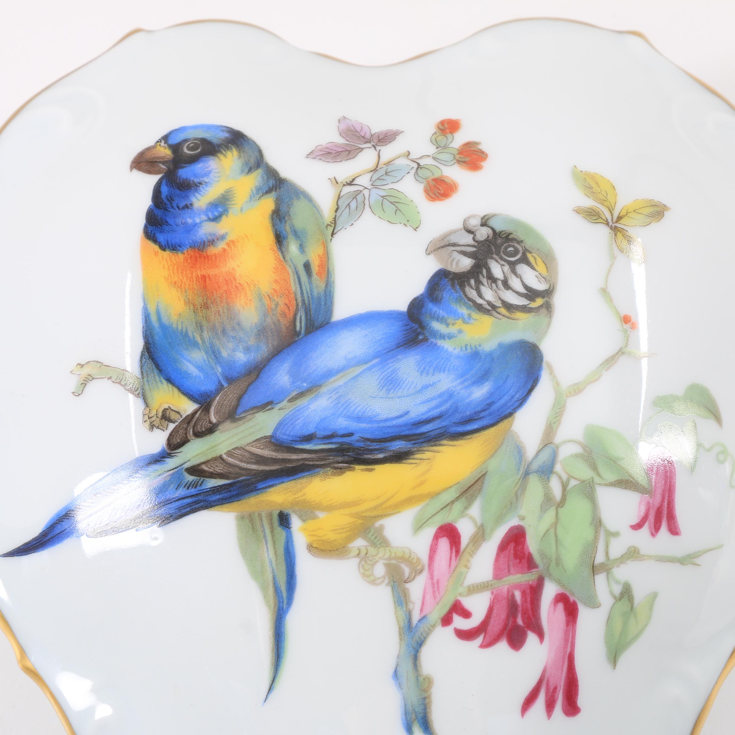 Limoges Porcelain Trinket Box With Parrot Theme