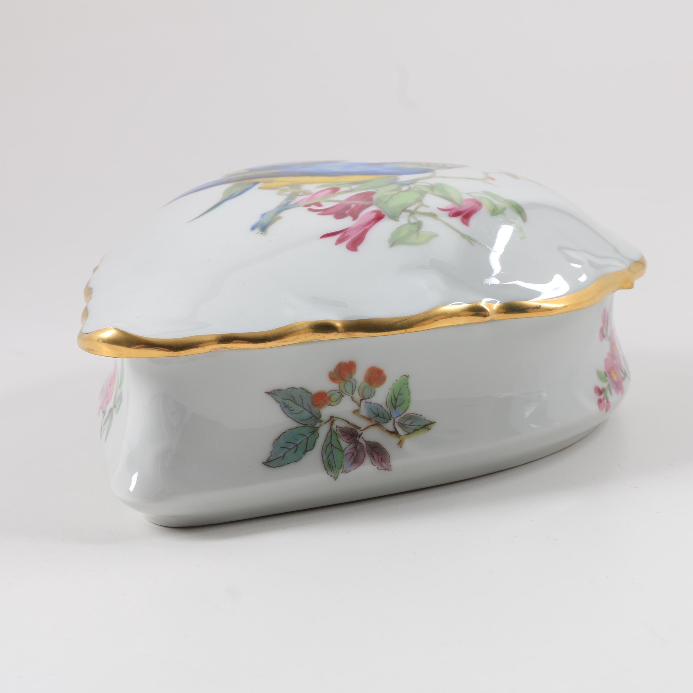 Limoges Porcelain Trinket Box With Parrot Theme