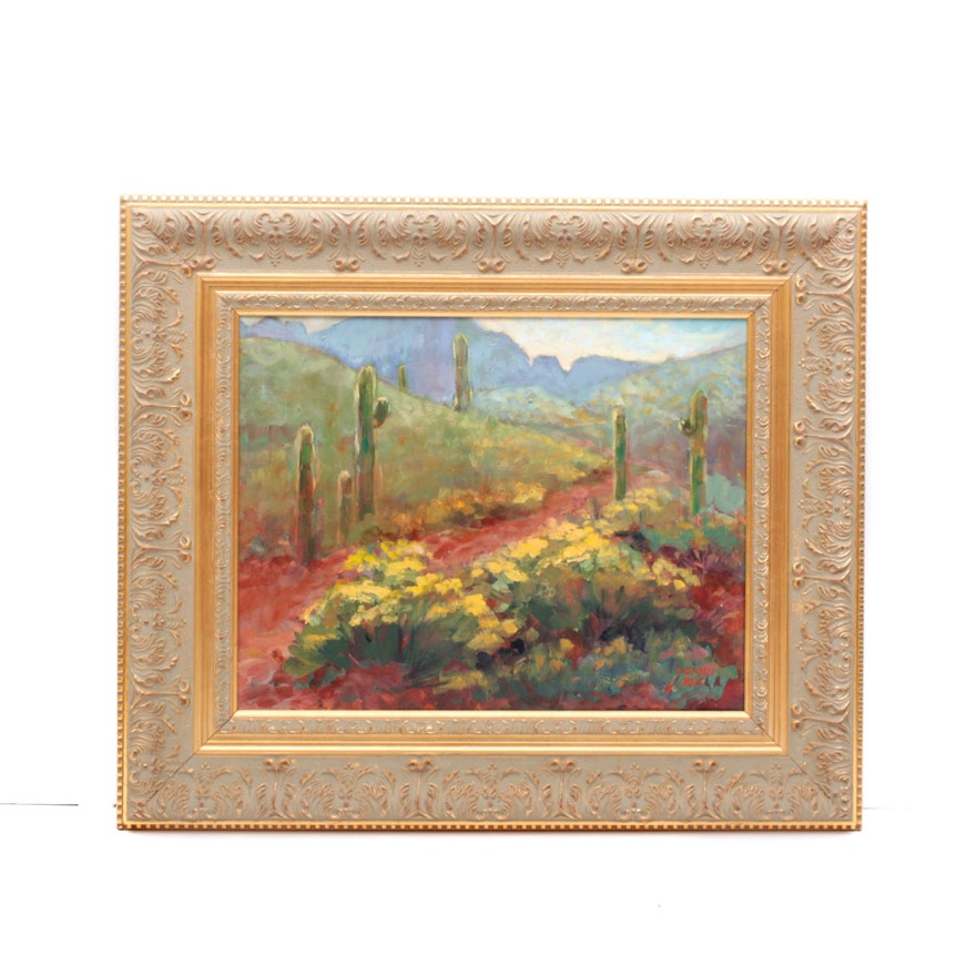 Deann Rex Oil on Canvas of Desertscape