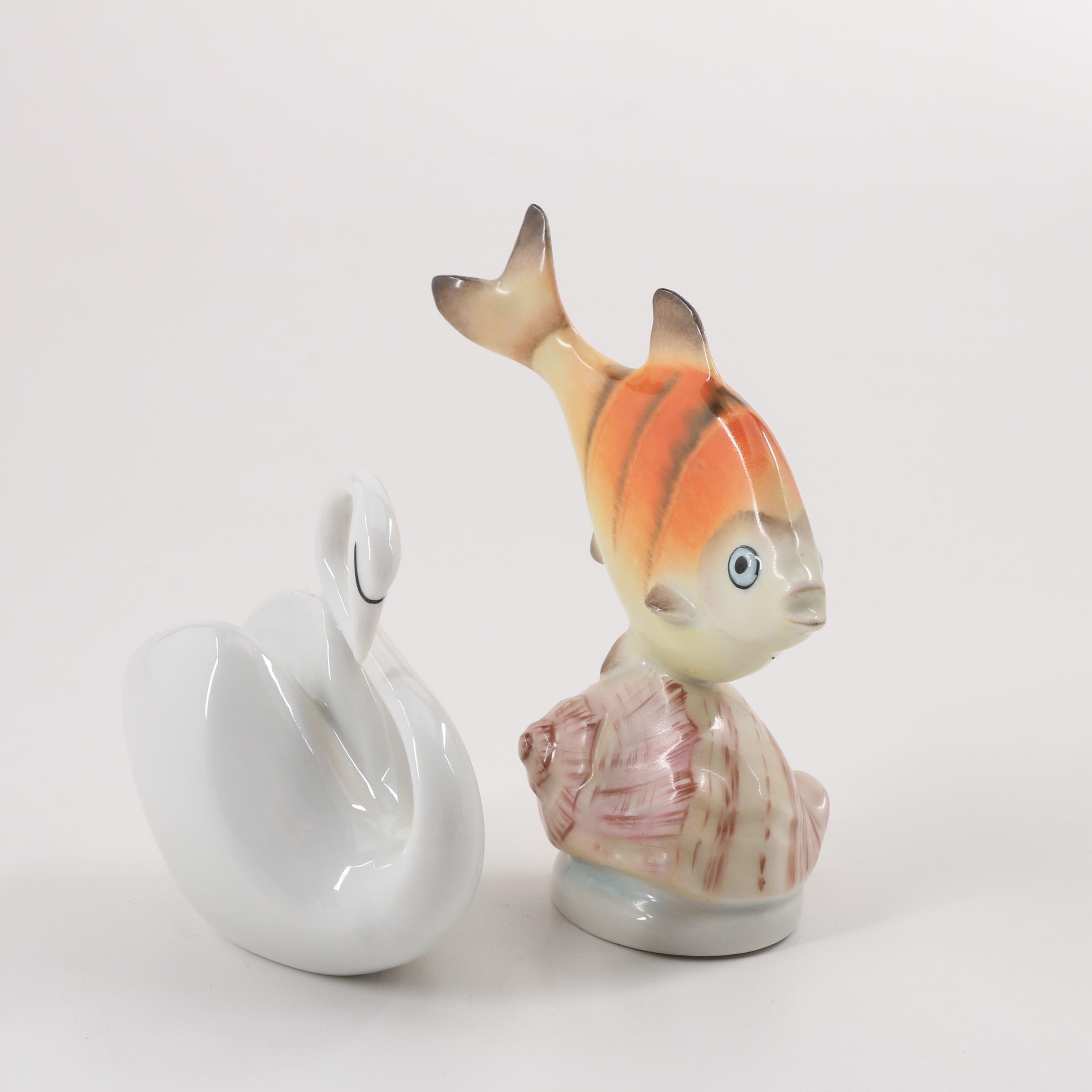 Hungarian Porcelain Figurines and Royal Crown Derby Napkin Rings