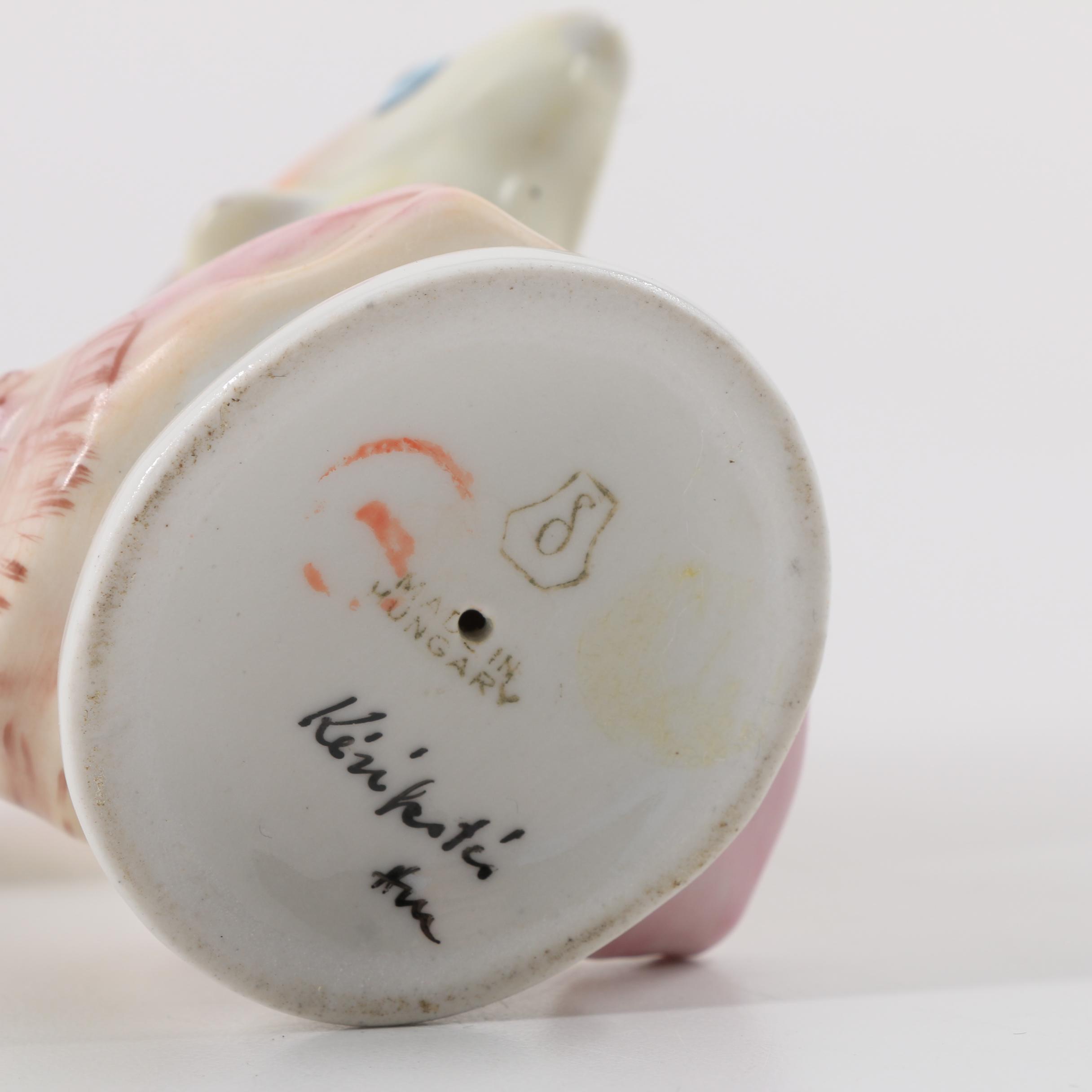 Hungarian Porcelain Figurines and Royal Crown Derby Napkin Rings