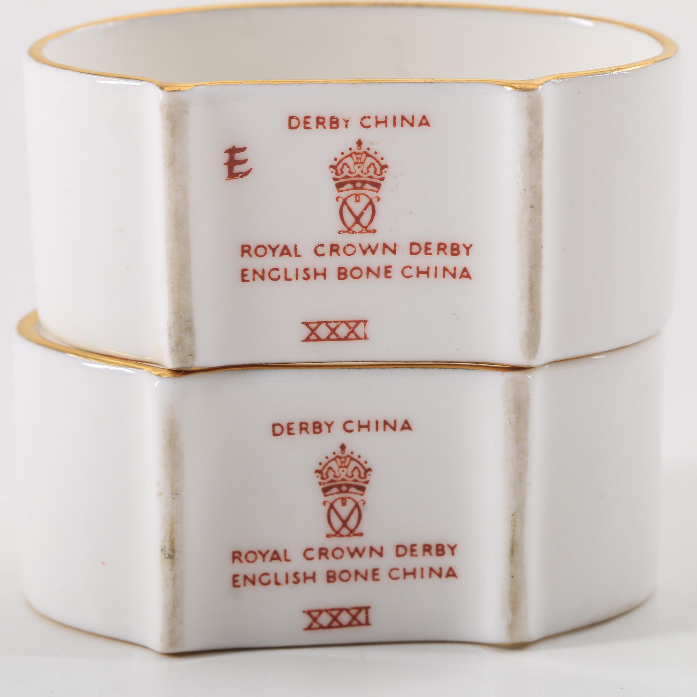 Hungarian Porcelain Figurines and Royal Crown Derby Napkin Rings