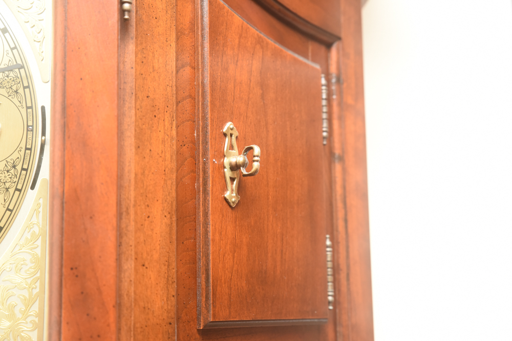 Sligh Moon-Phase Grandfather Clock With Display Shelves