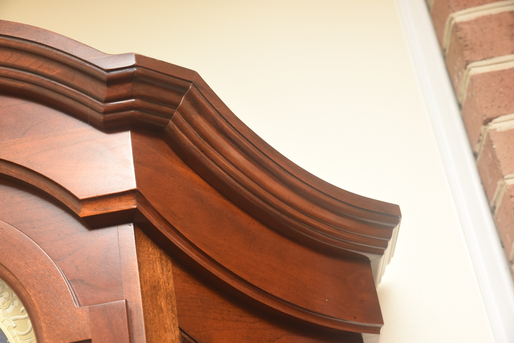 Sligh Moon-Phase Grandfather Clock With Display Shelves