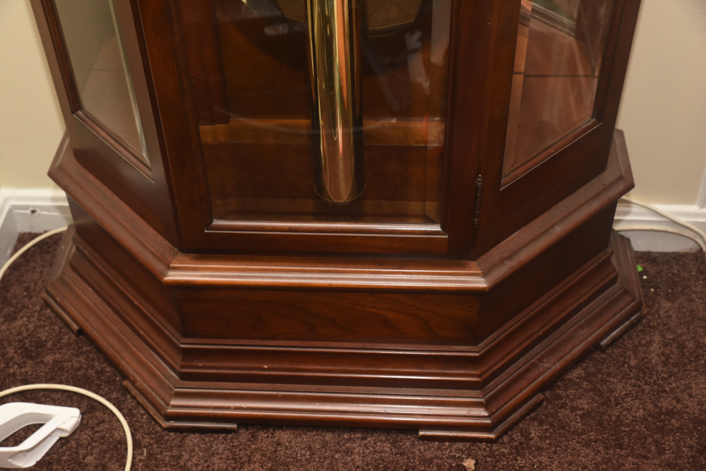 Sligh Moon-Phase Grandfather Clock With Display Shelves