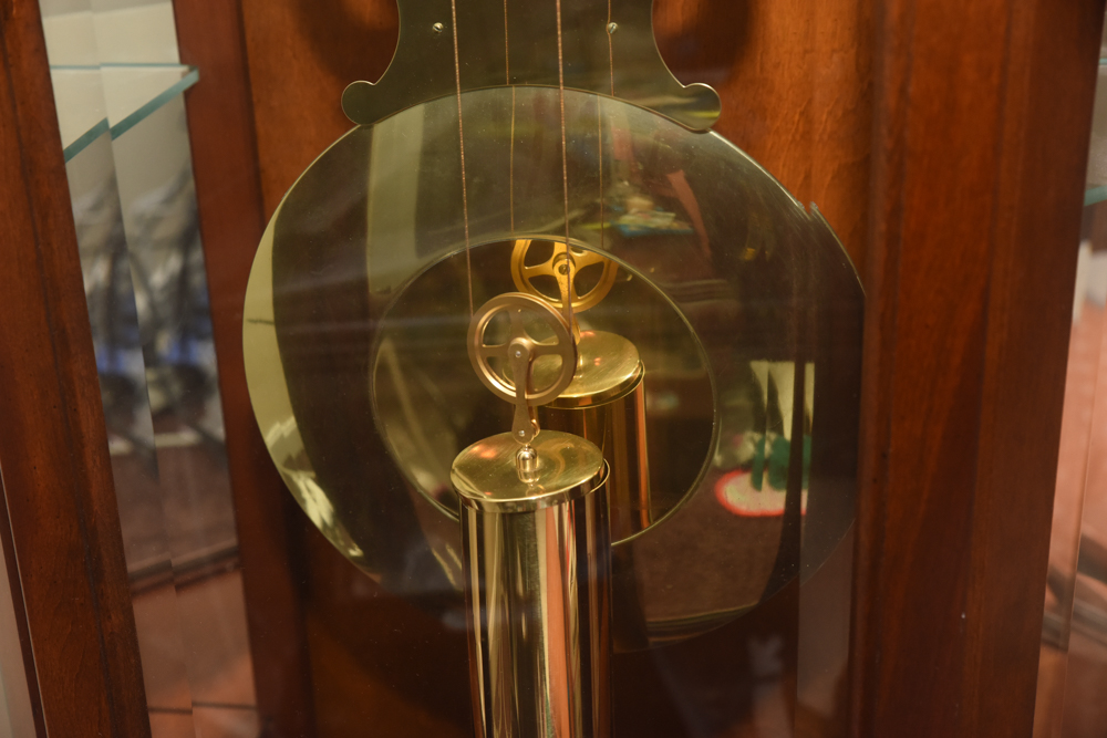 Sligh Moon-Phase Grandfather Clock With Display Shelves