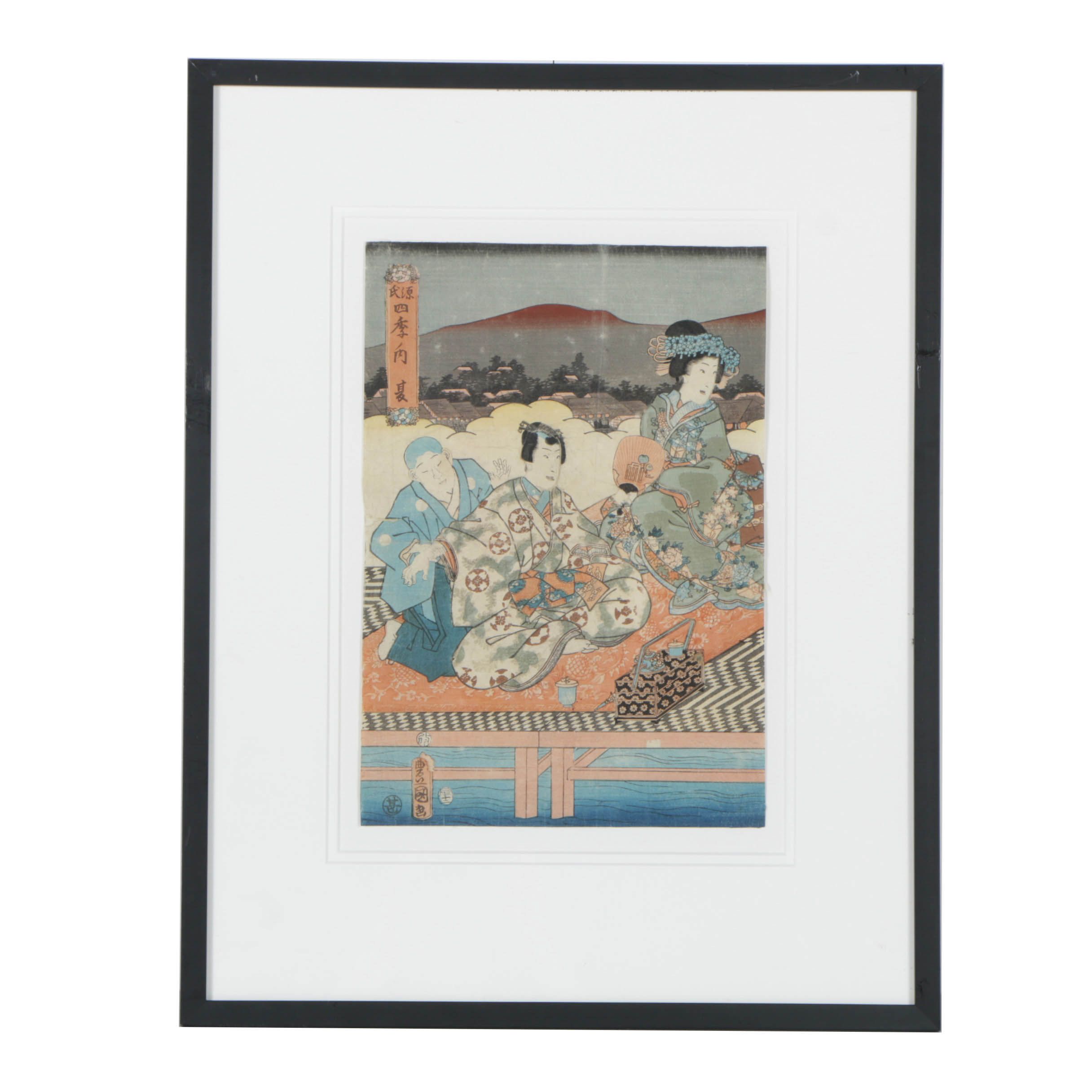 Utagawa Kunisada Woodblock Print on Paper "Prince Genji"
