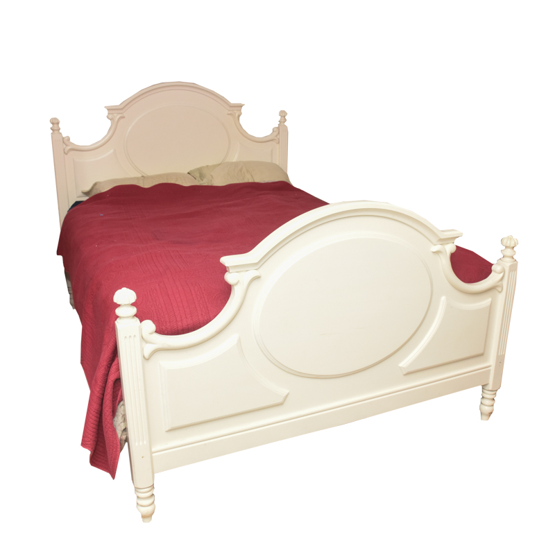 Louis XVI Inspired White Queen Size Bed Frame
