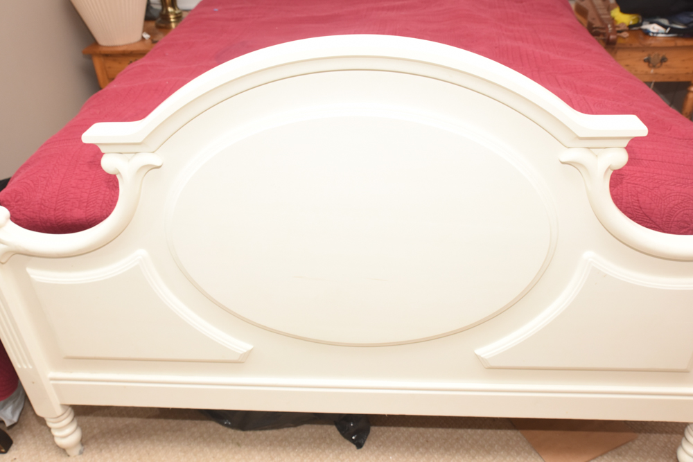 Louis XVI Inspired White Queen Size Bed Frame