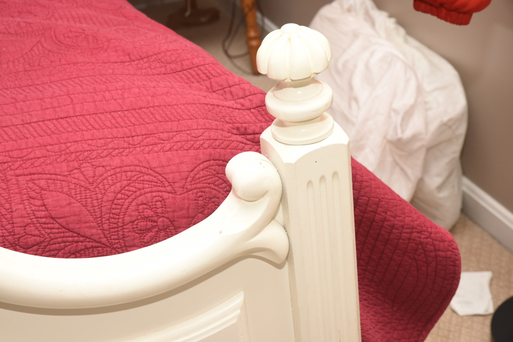 Louis XVI Inspired White Queen Size Bed Frame