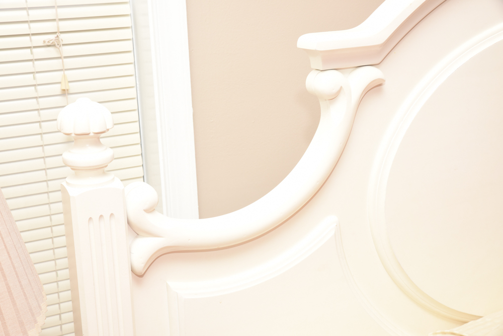 Louis XVI Inspired White Queen Size Bed Frame