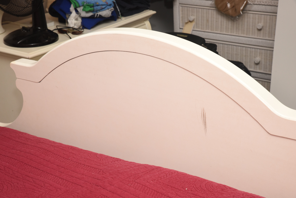 Louis XVI Inspired White Queen Size Bed Frame