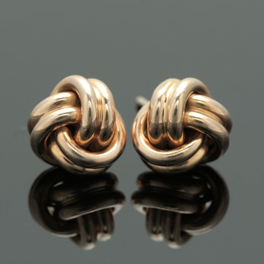 14K Yellow Gold Knotted Stud Earrings