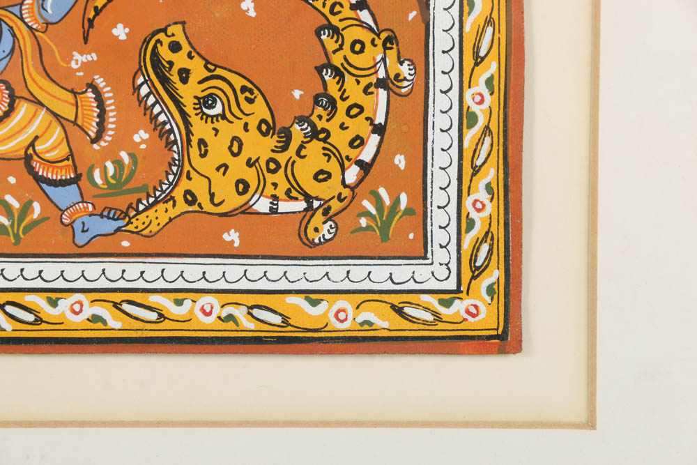 Gouache Painting on Paper of Krishna