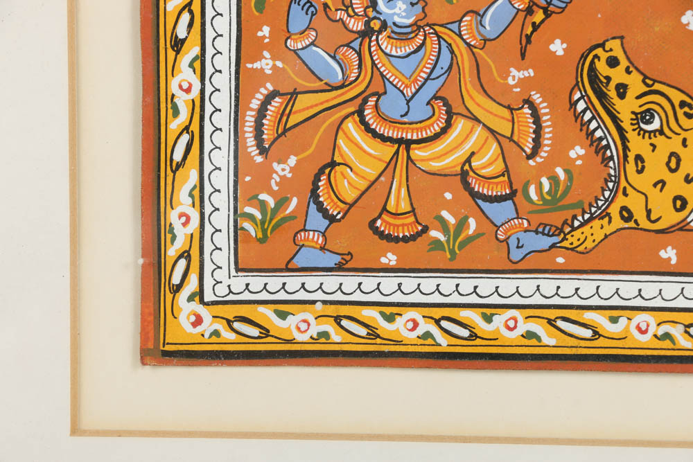 Gouache Painting on Paper of Krishna