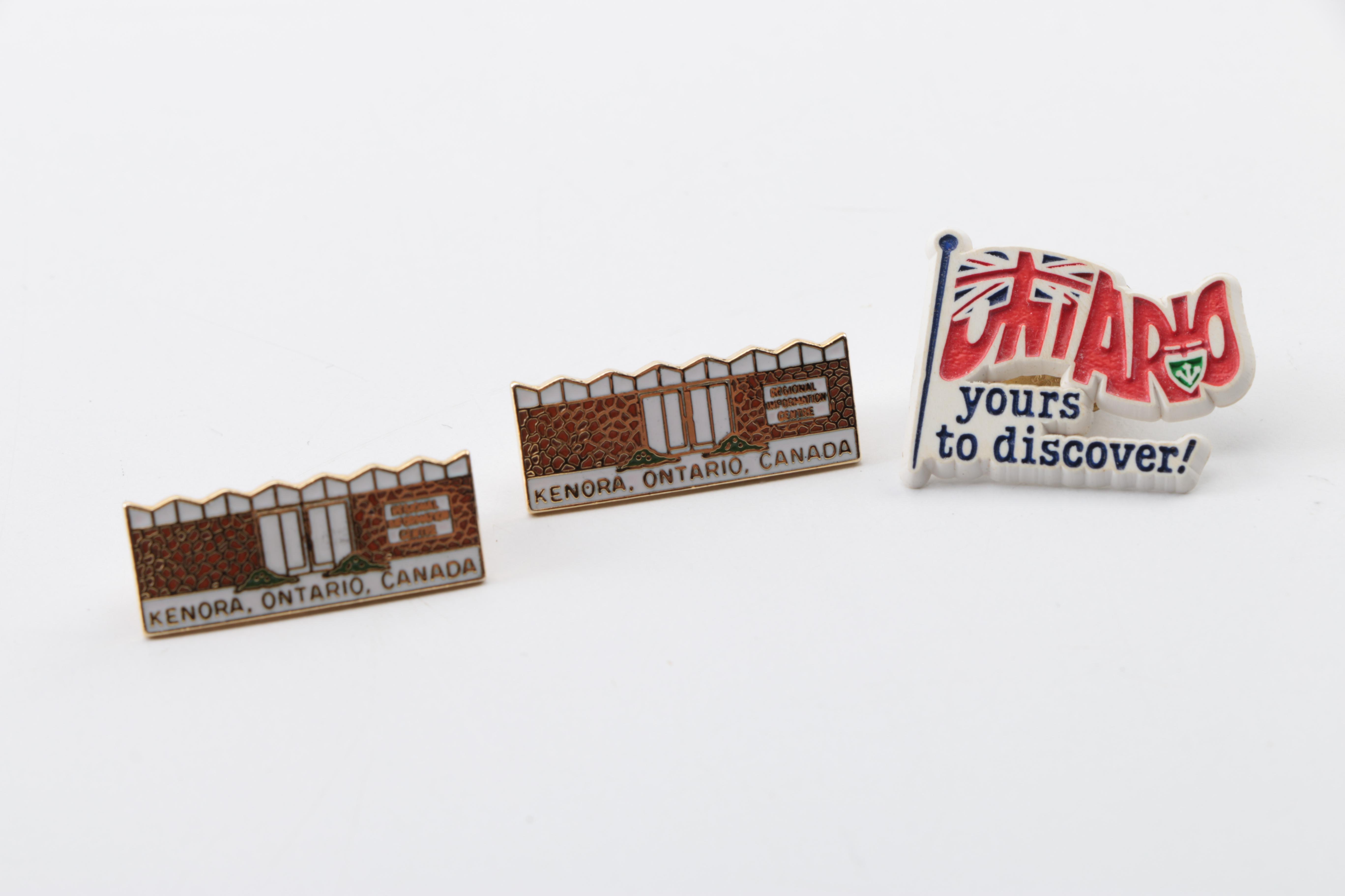 Souvenir Pins and Vintage Pocket Calendar