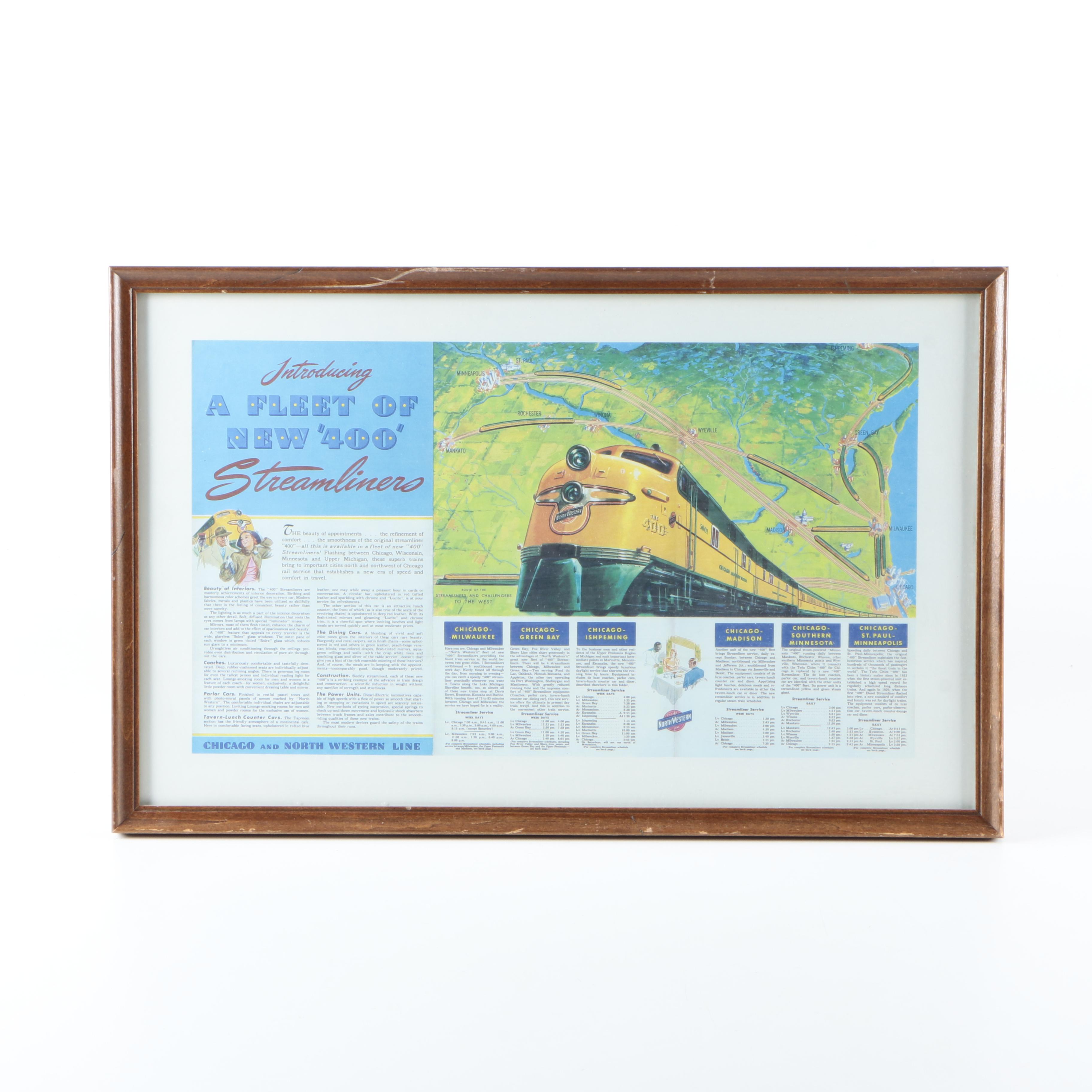 Offset Lithograph Vintage Style Advertisement on Paper for "400" Streamliners