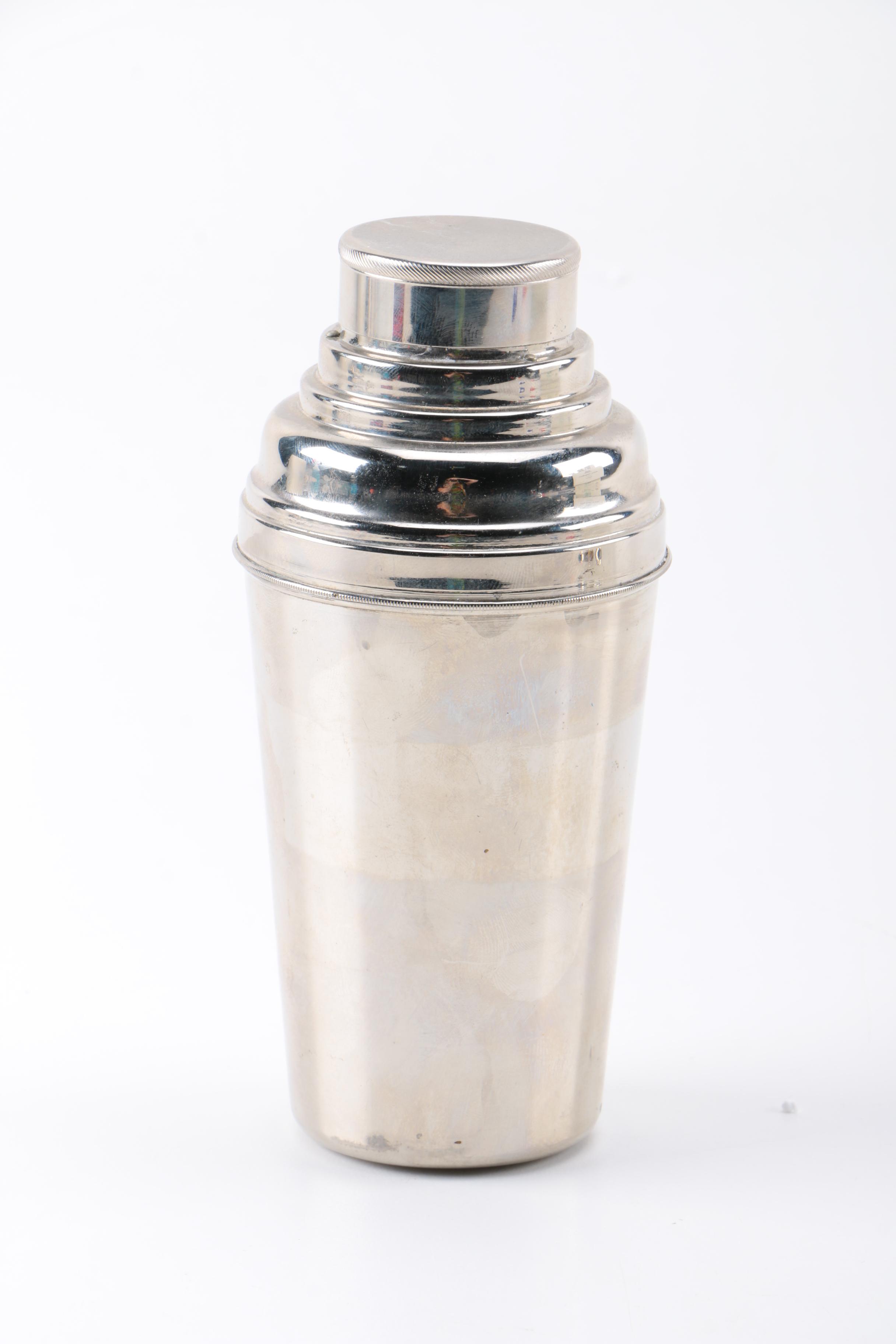 German Art Deco Cocktail Shaker and Shot Glasses