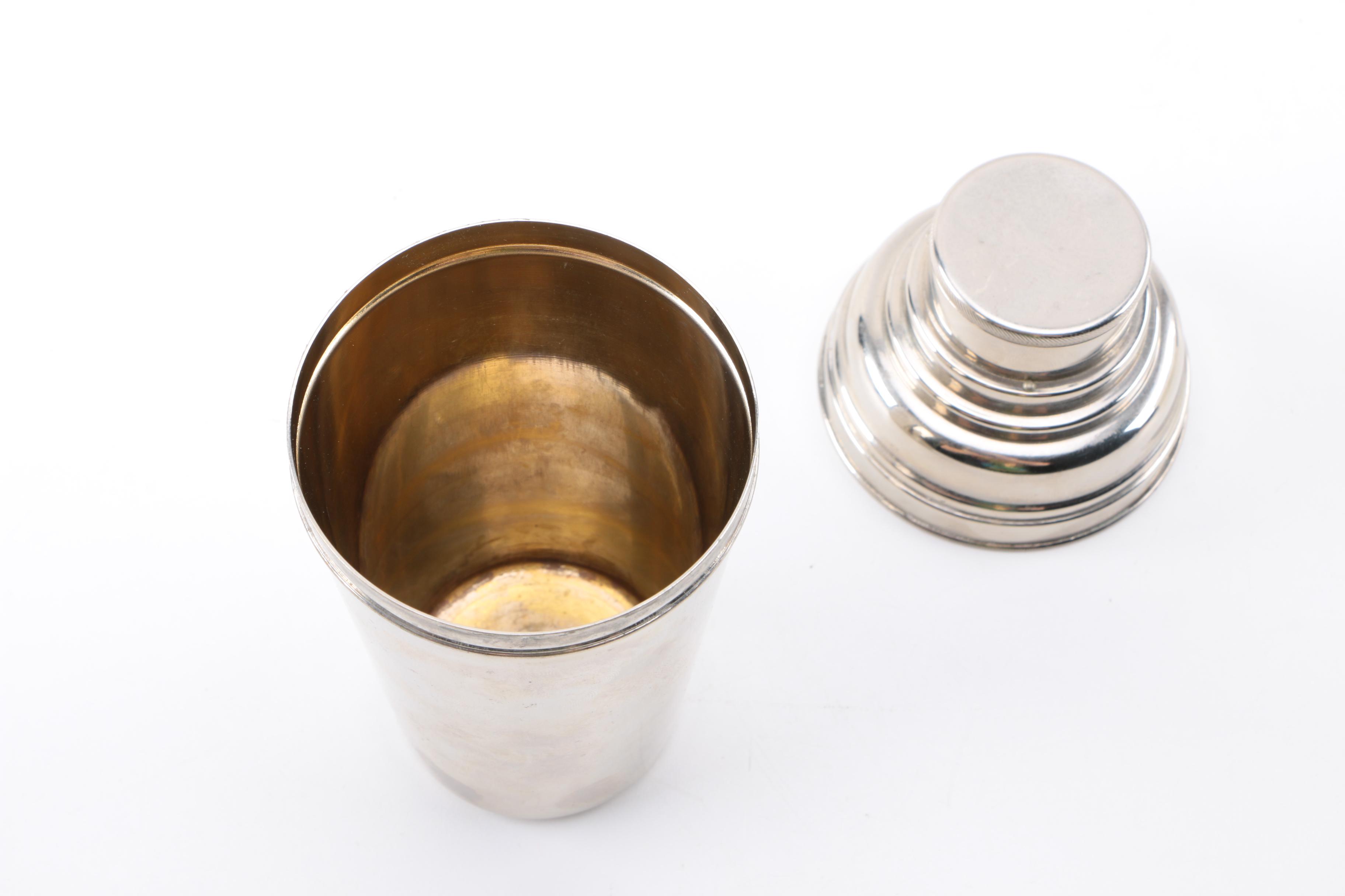 German Art Deco Cocktail Shaker and Shot Glasses