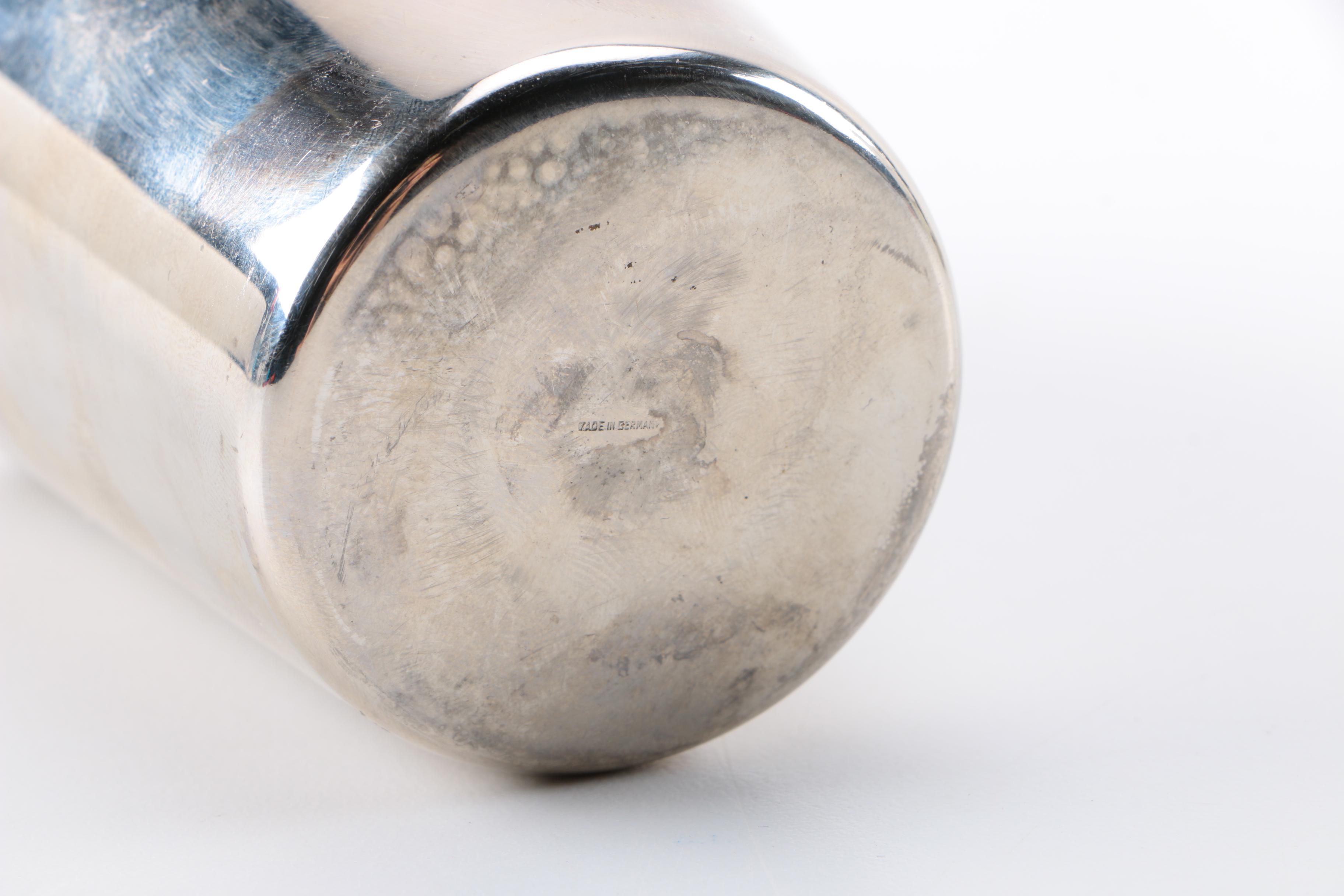 German Art Deco Cocktail Shaker and Shot Glasses