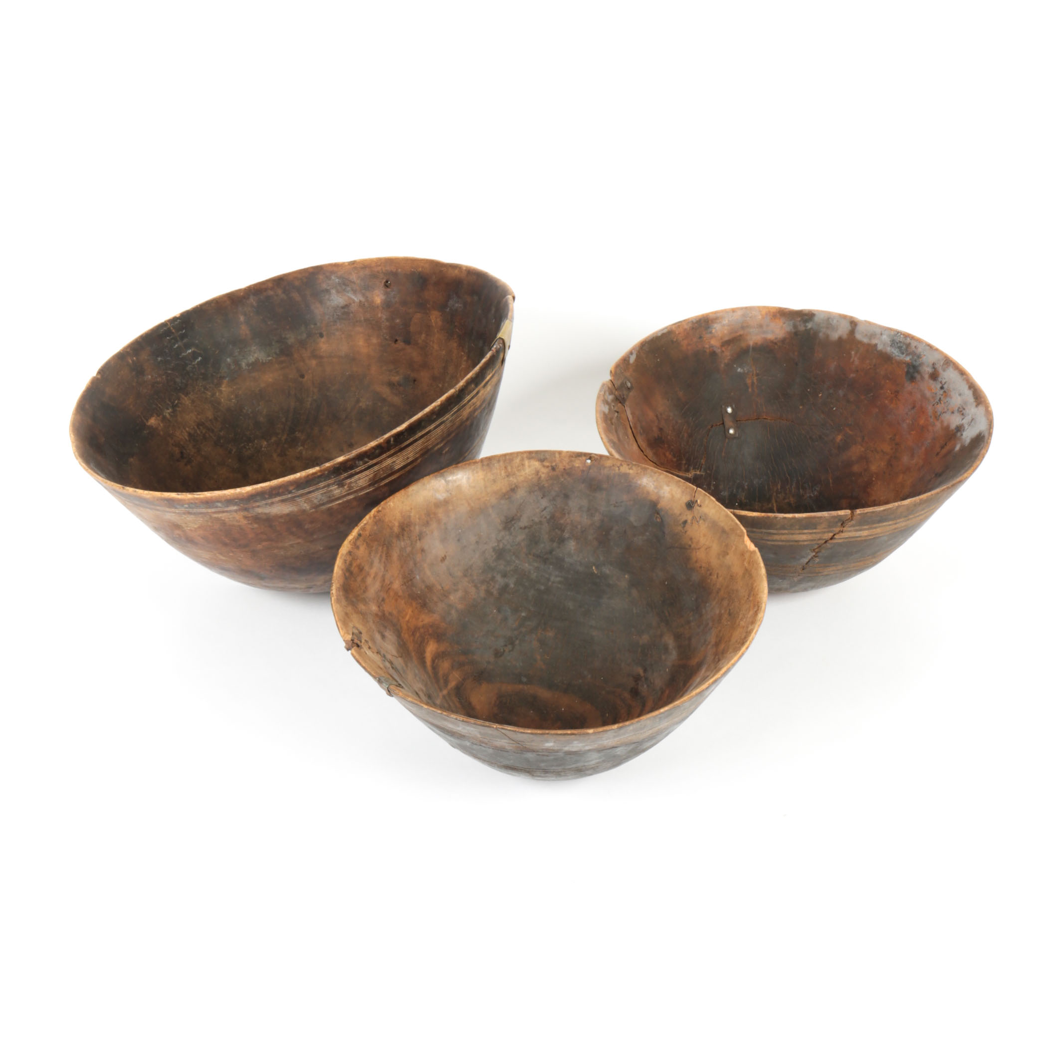 Group of Vintage African Hand-Carved Wood Bowls