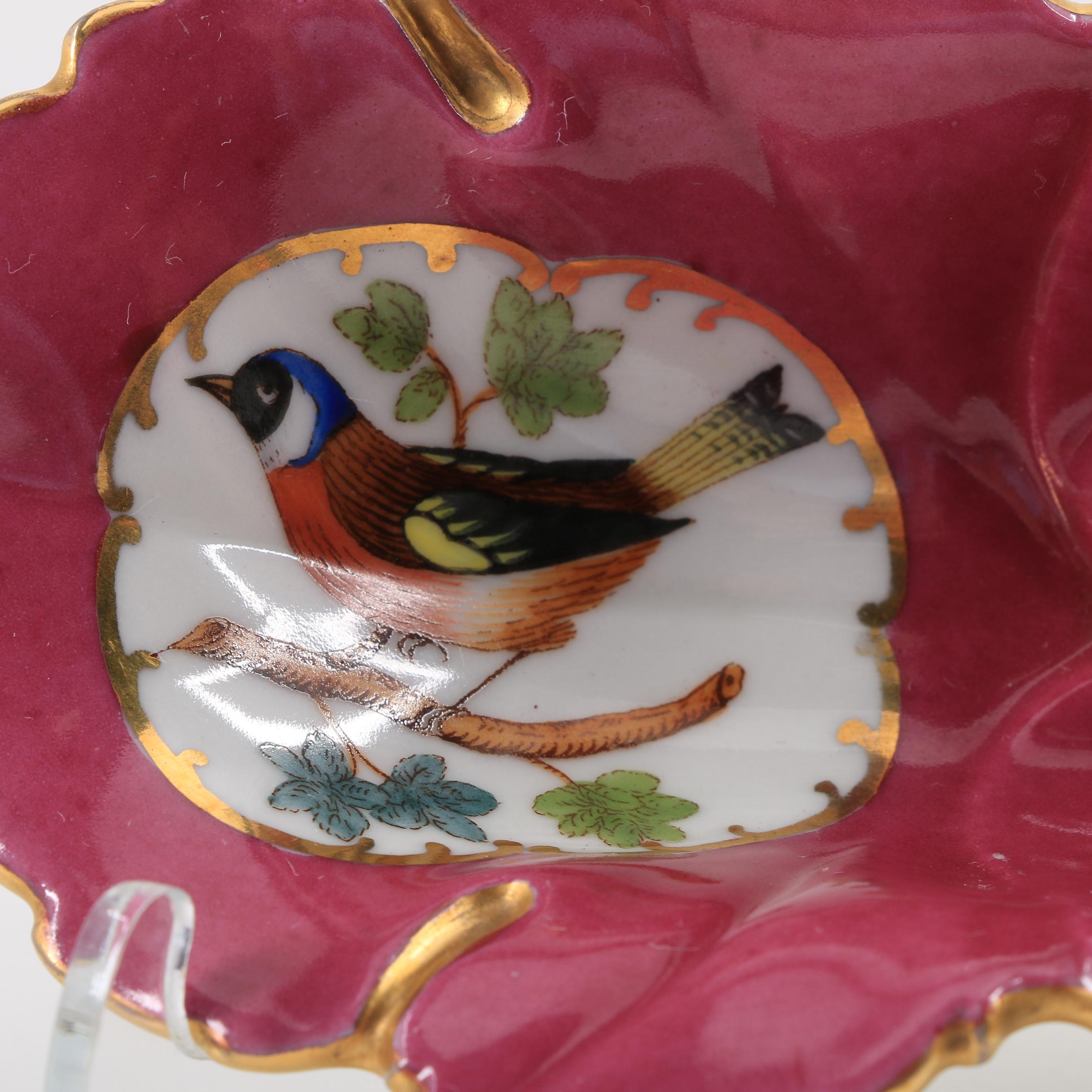 Herend Porcelain Leaf Dish , Bisque Plaque and Tiny Ginger Jar