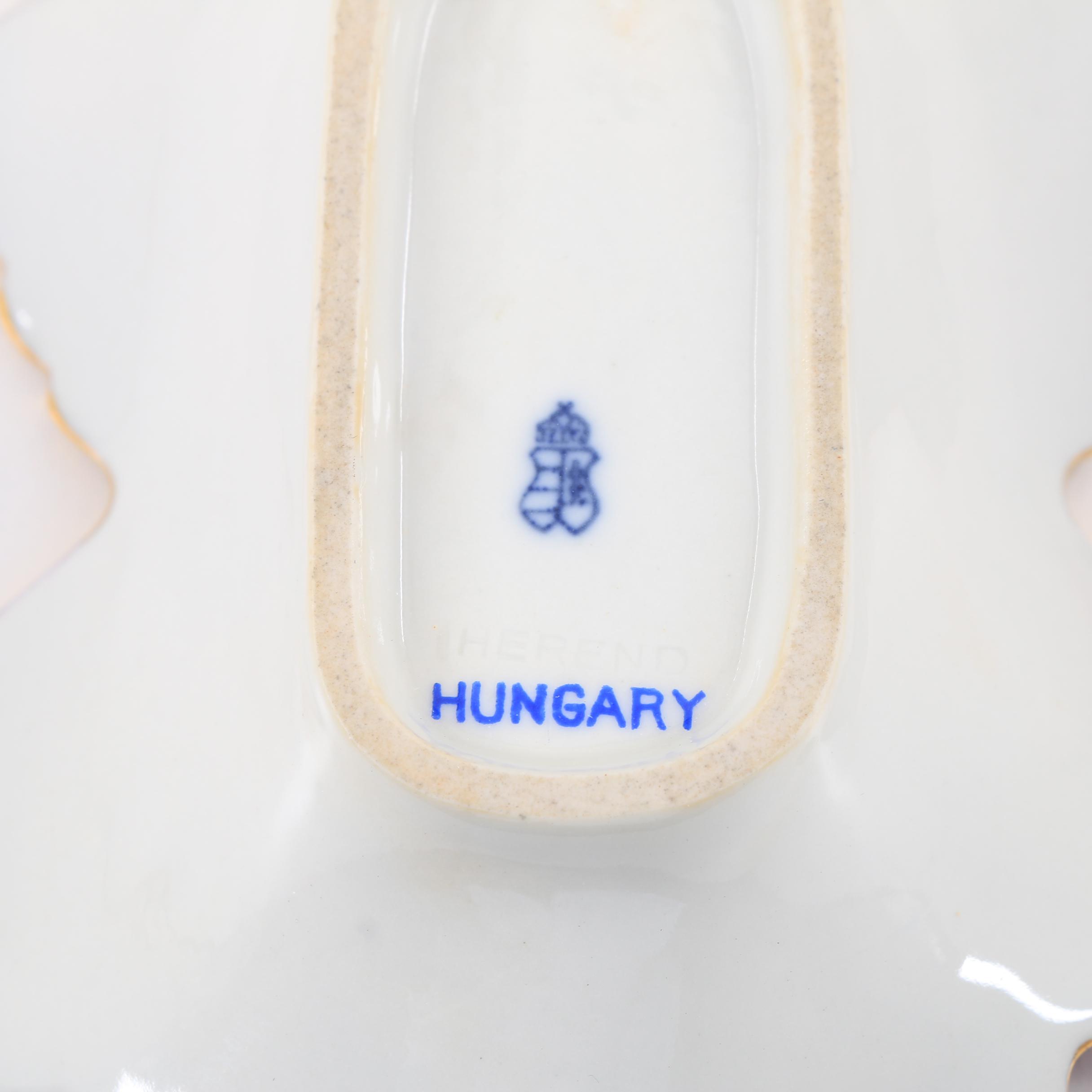 Herend Porcelain Leaf Dish , Bisque Plaque and Tiny Ginger Jar