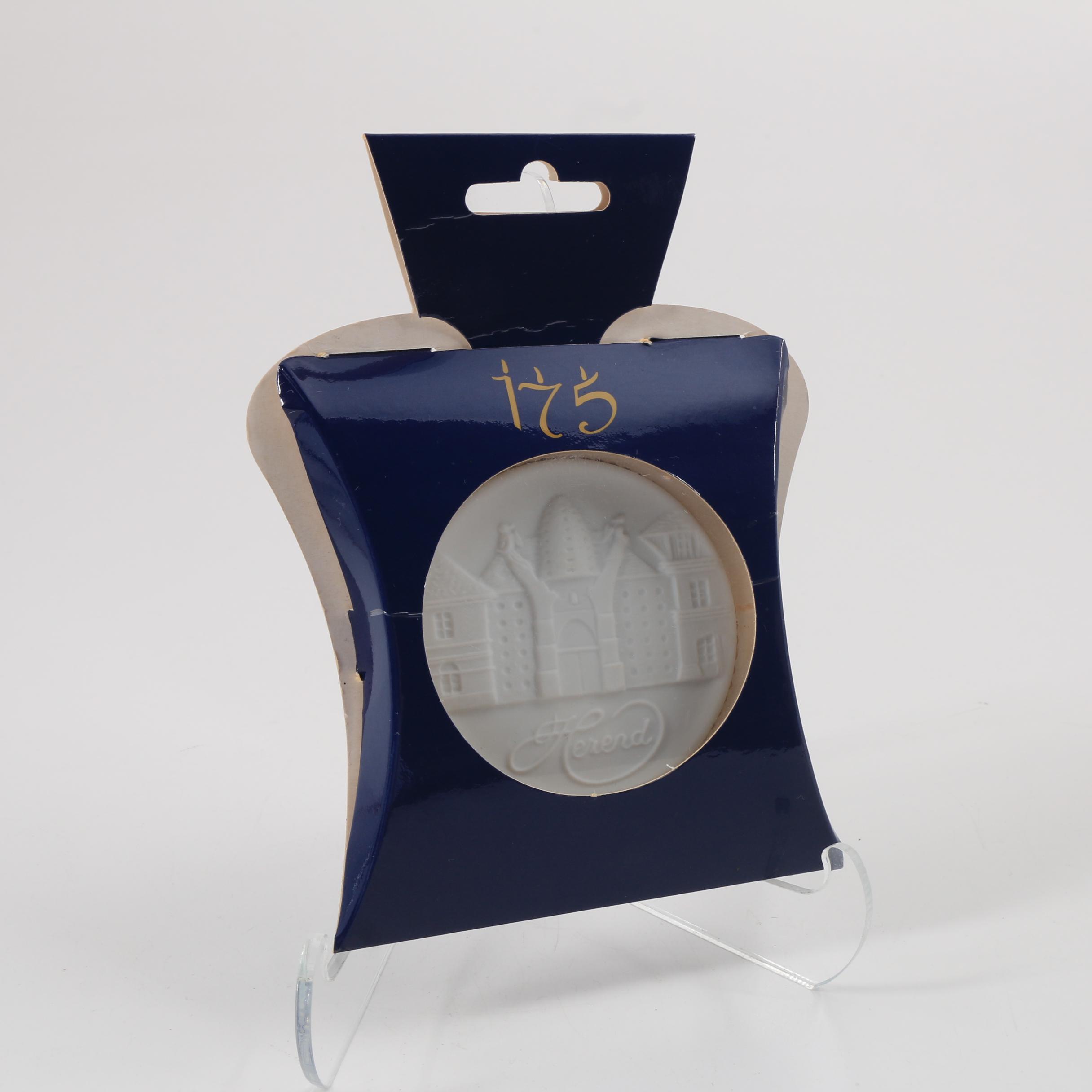 Herend Porcelain Leaf Dish , Bisque Plaque and Tiny Ginger Jar