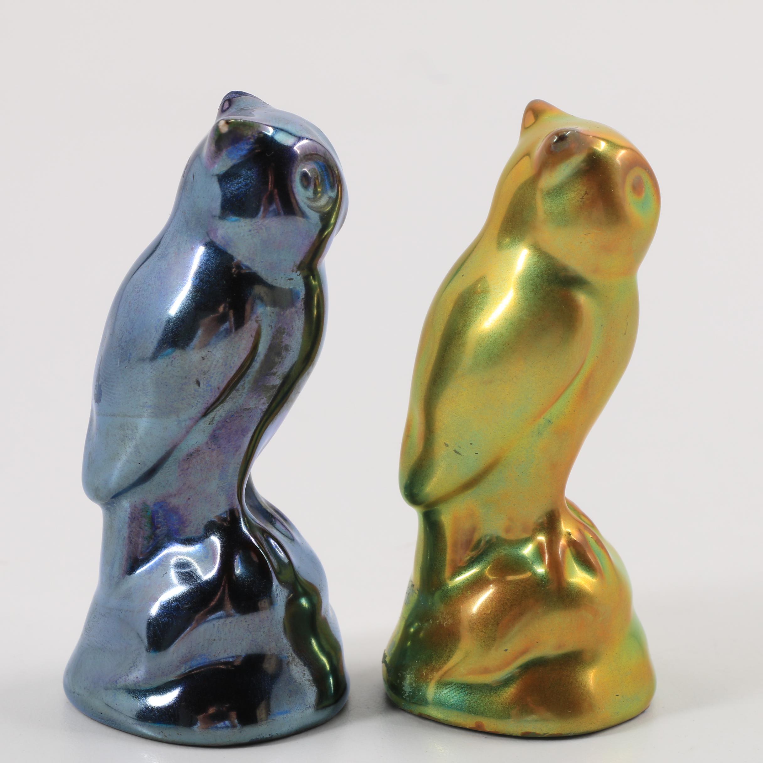 Zsolnay Pottery Ceramic Owl Figurines