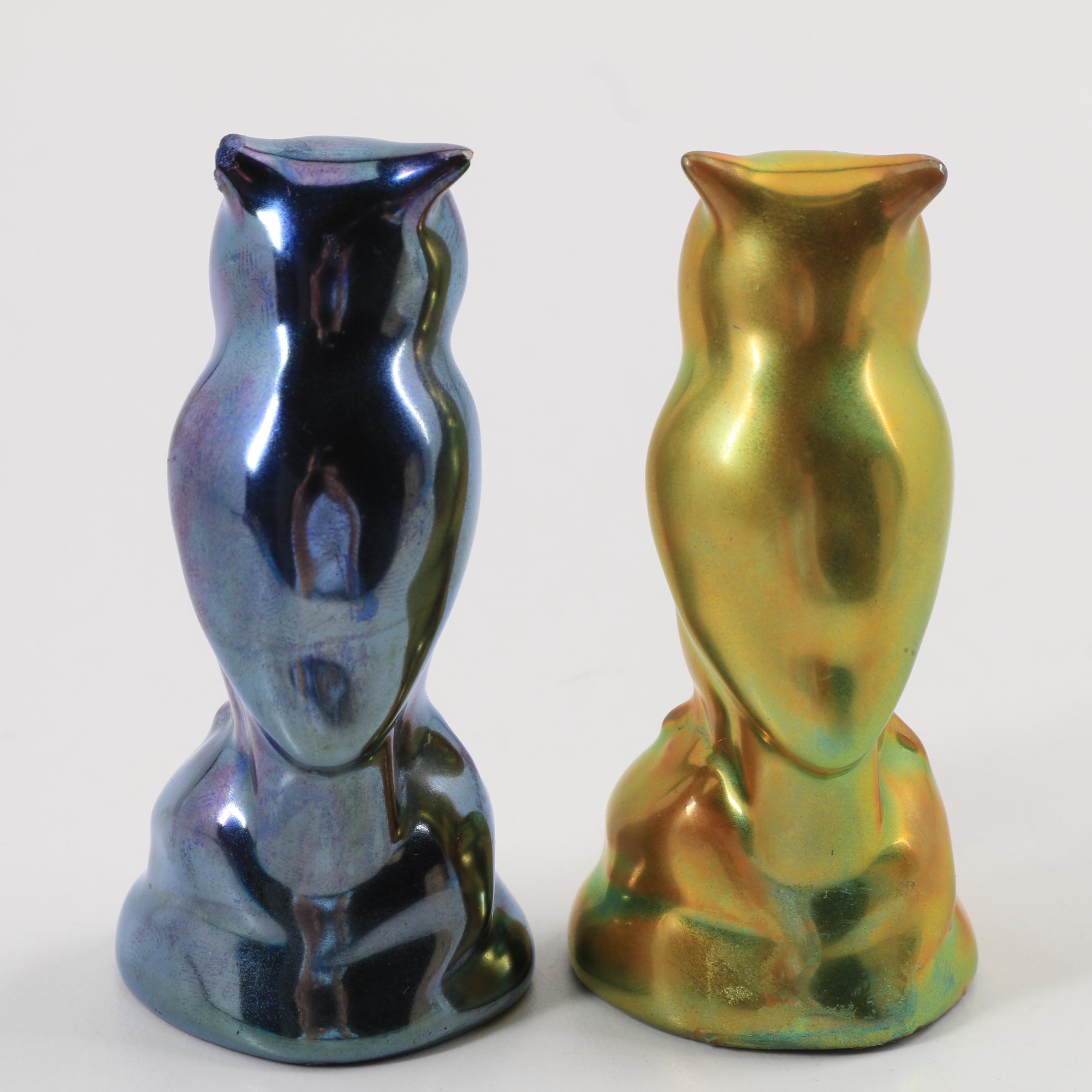 Zsolnay Pottery Ceramic Owl Figurines