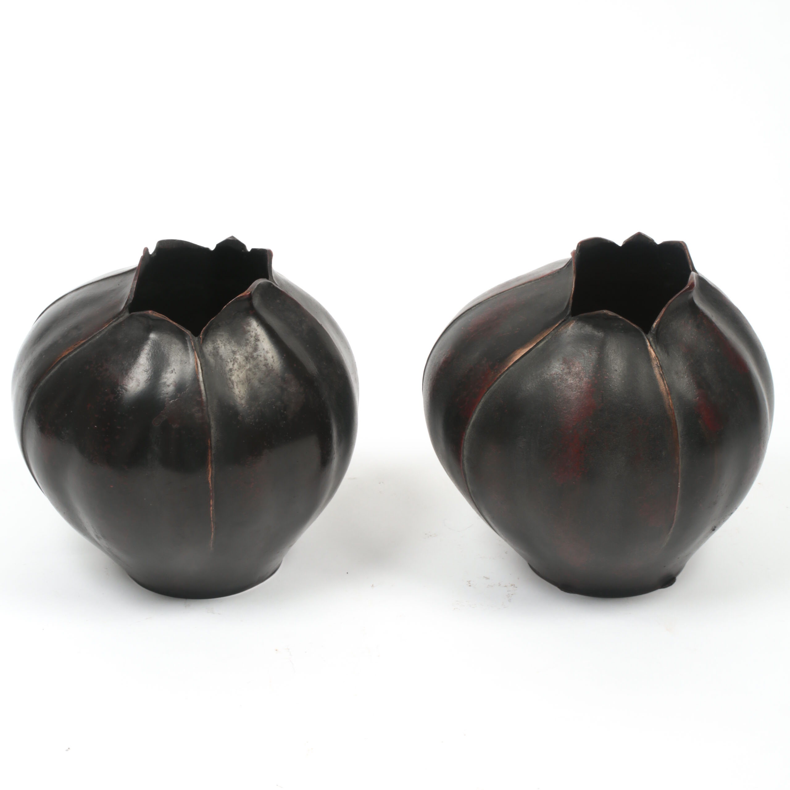 Japanese Bronze Hasu Lotus Flower Vases