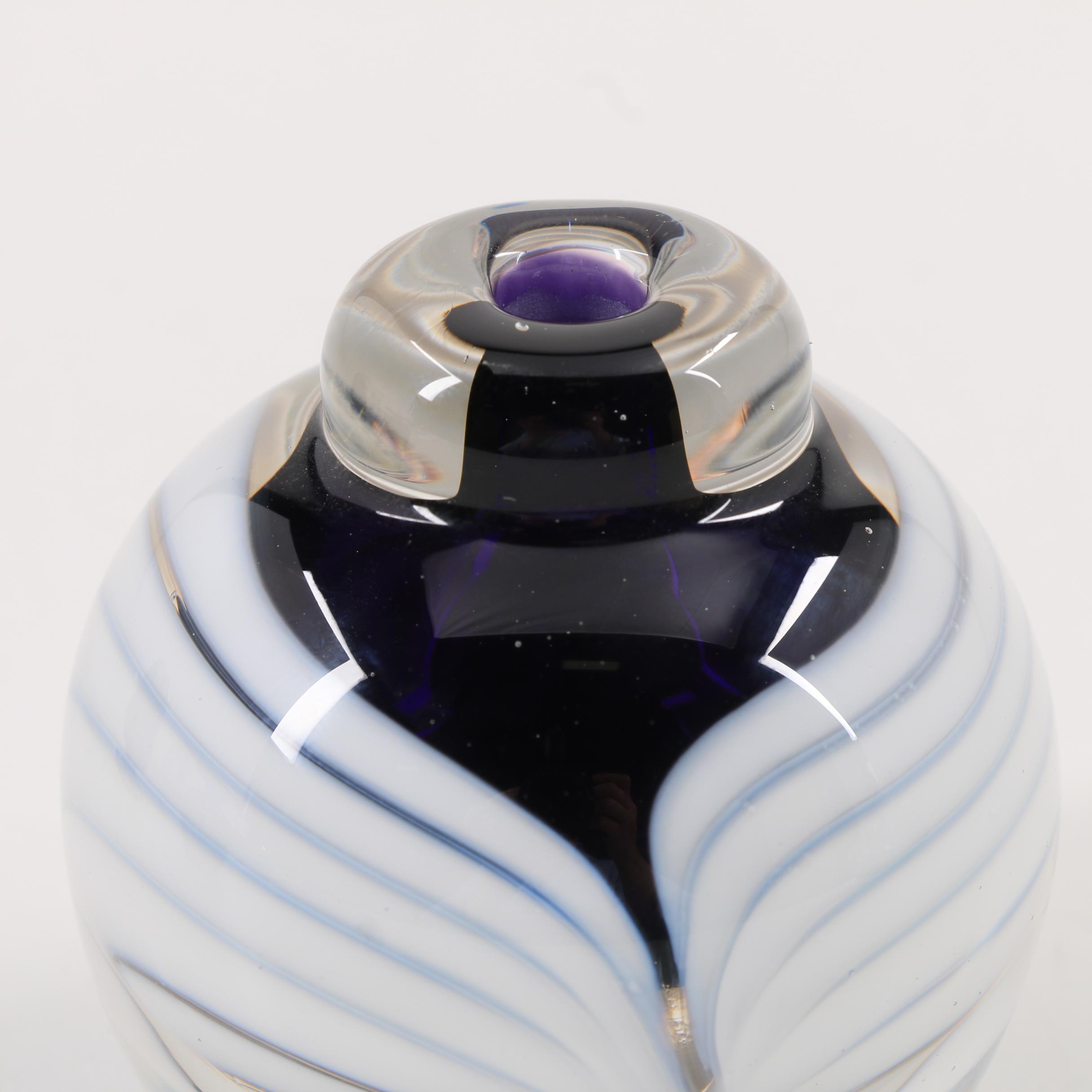 Three Feathered Art Glass Scent Bottles