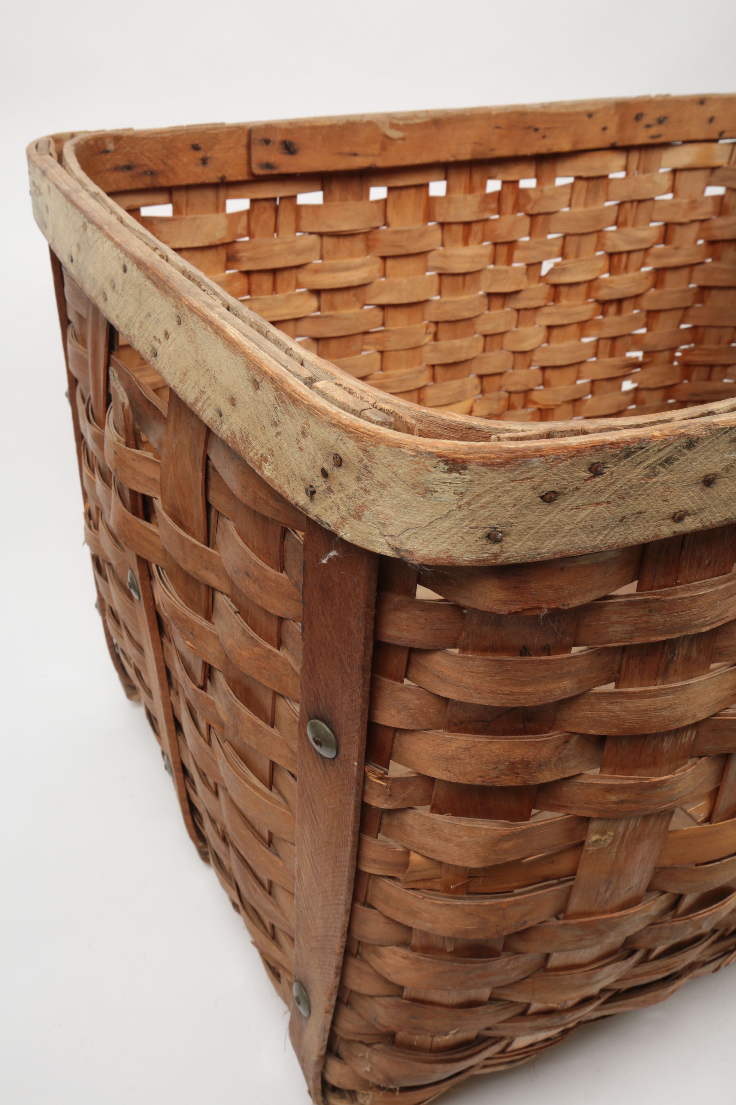 Antique Large Split Oak and Wicker Basket
