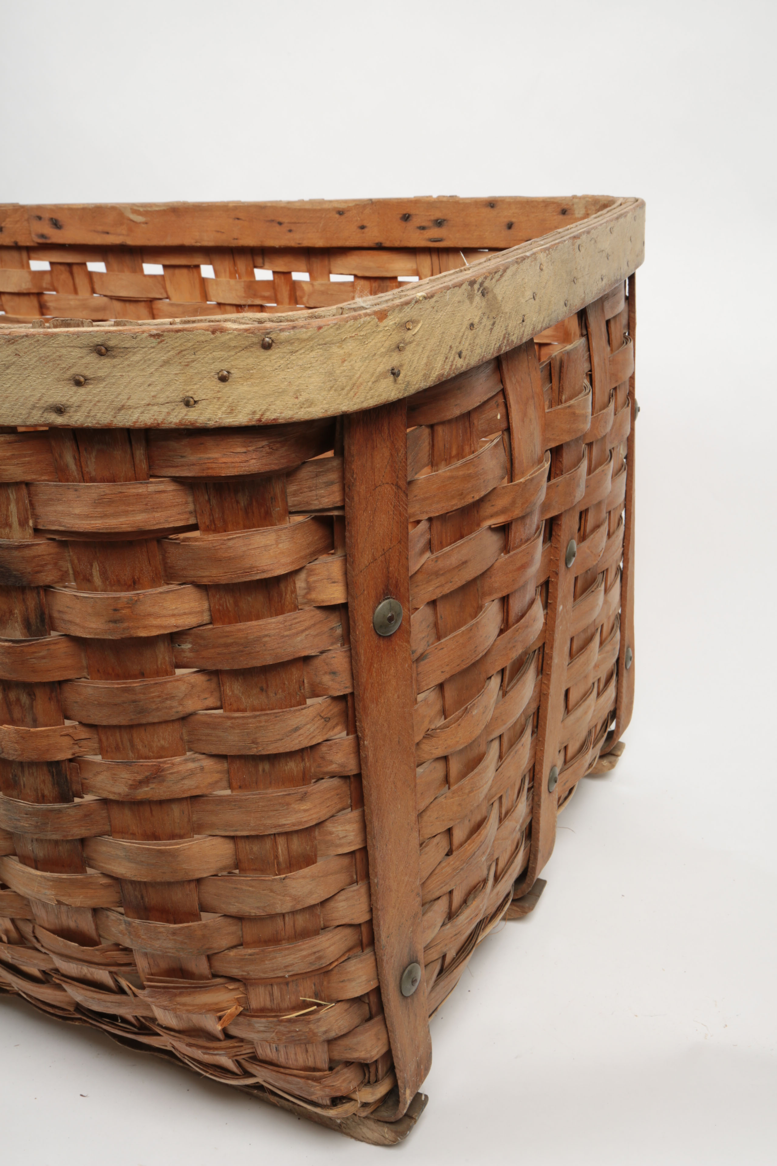 Antique Large Split Oak and Wicker Basket