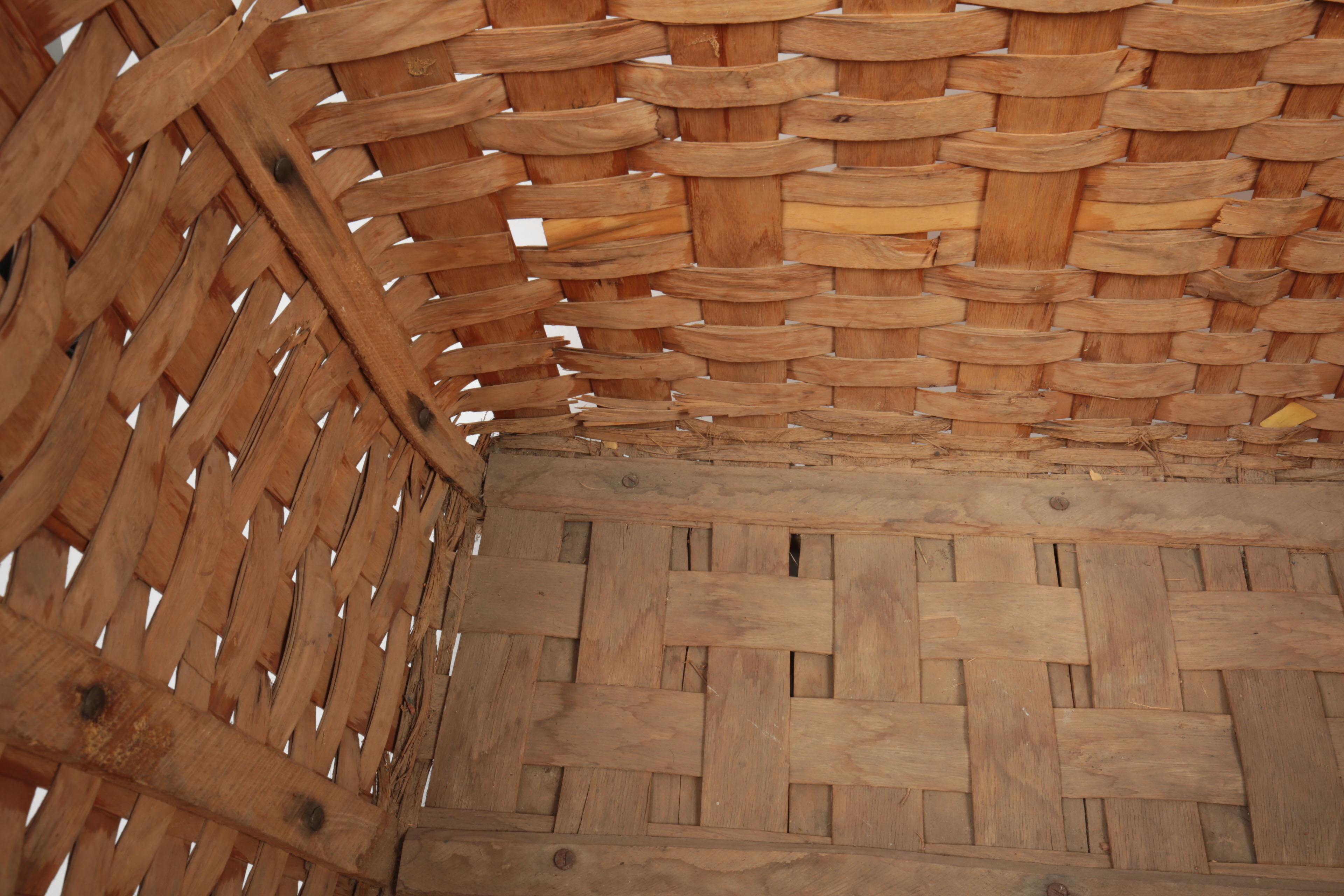 Antique Large Split Oak and Wicker Basket