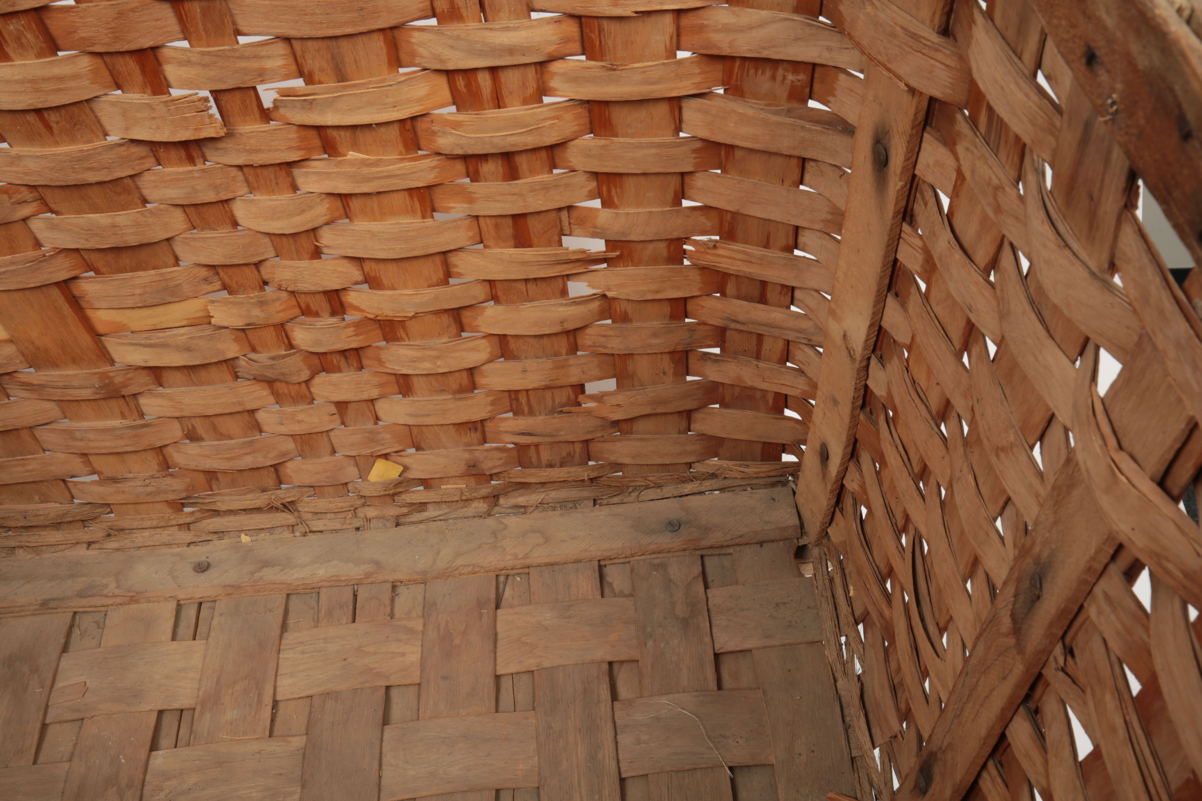 Antique Large Split Oak and Wicker Basket
