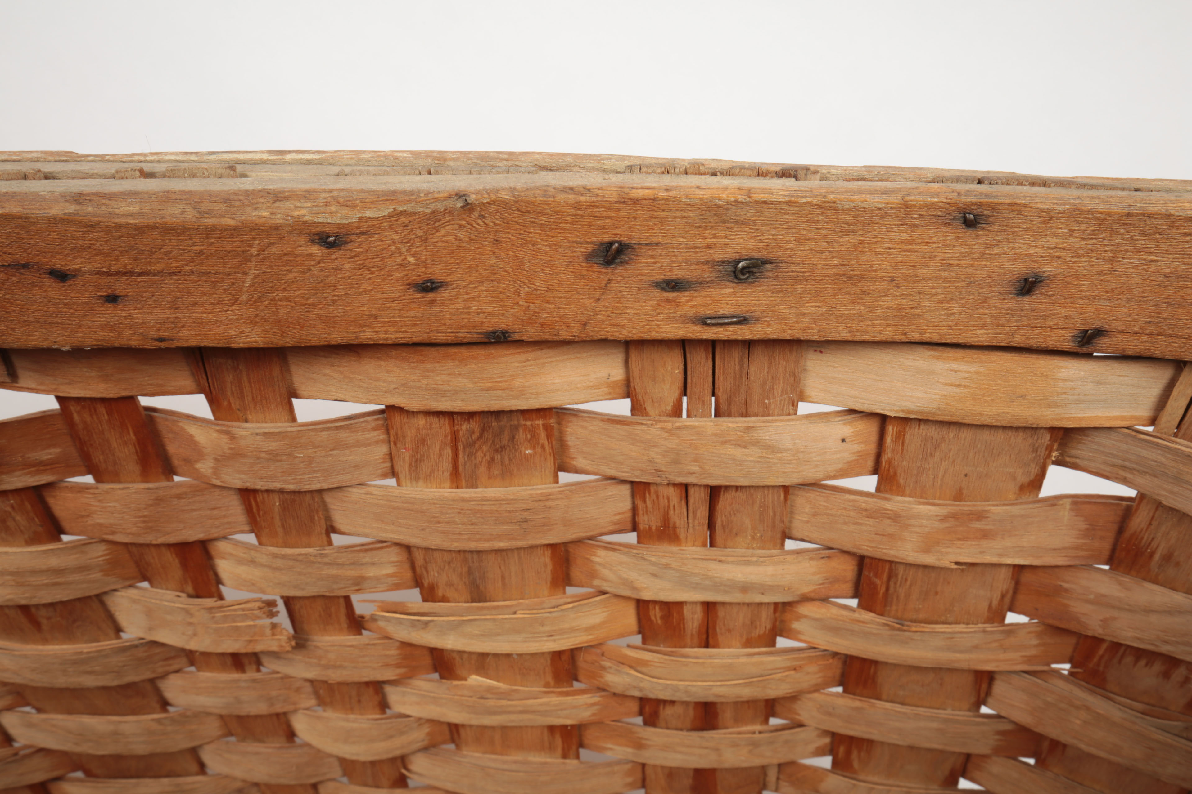 Antique Large Split Oak and Wicker Basket