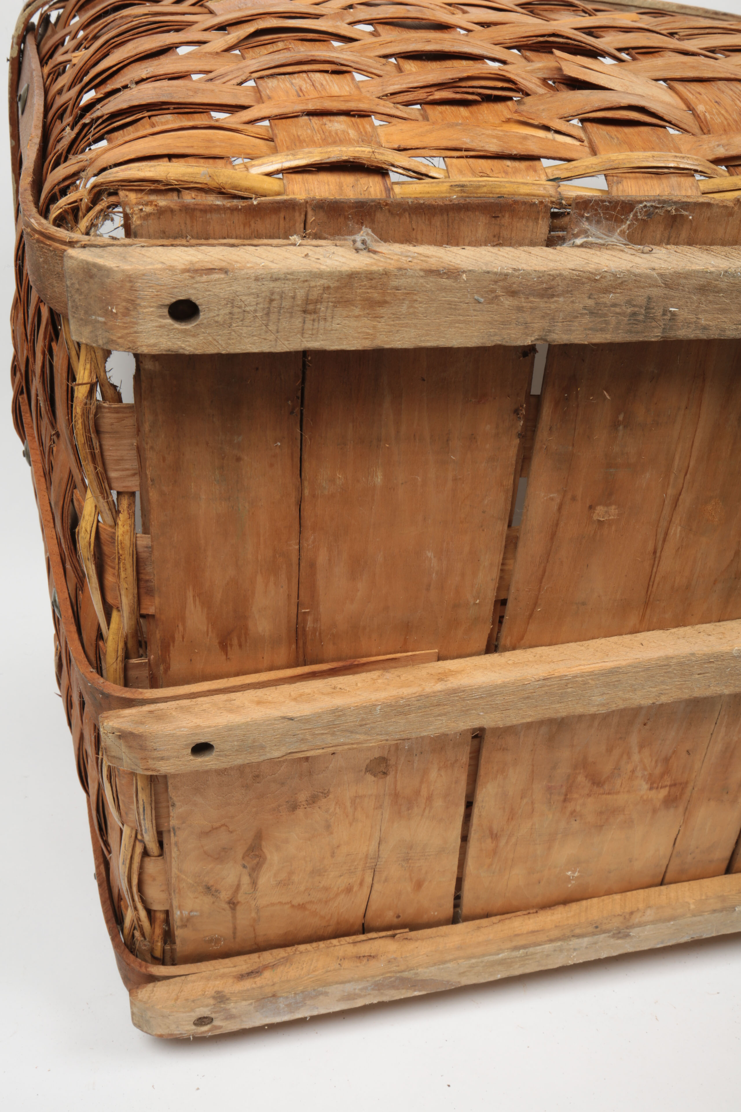 Antique Large Split Oak and Wicker Basket