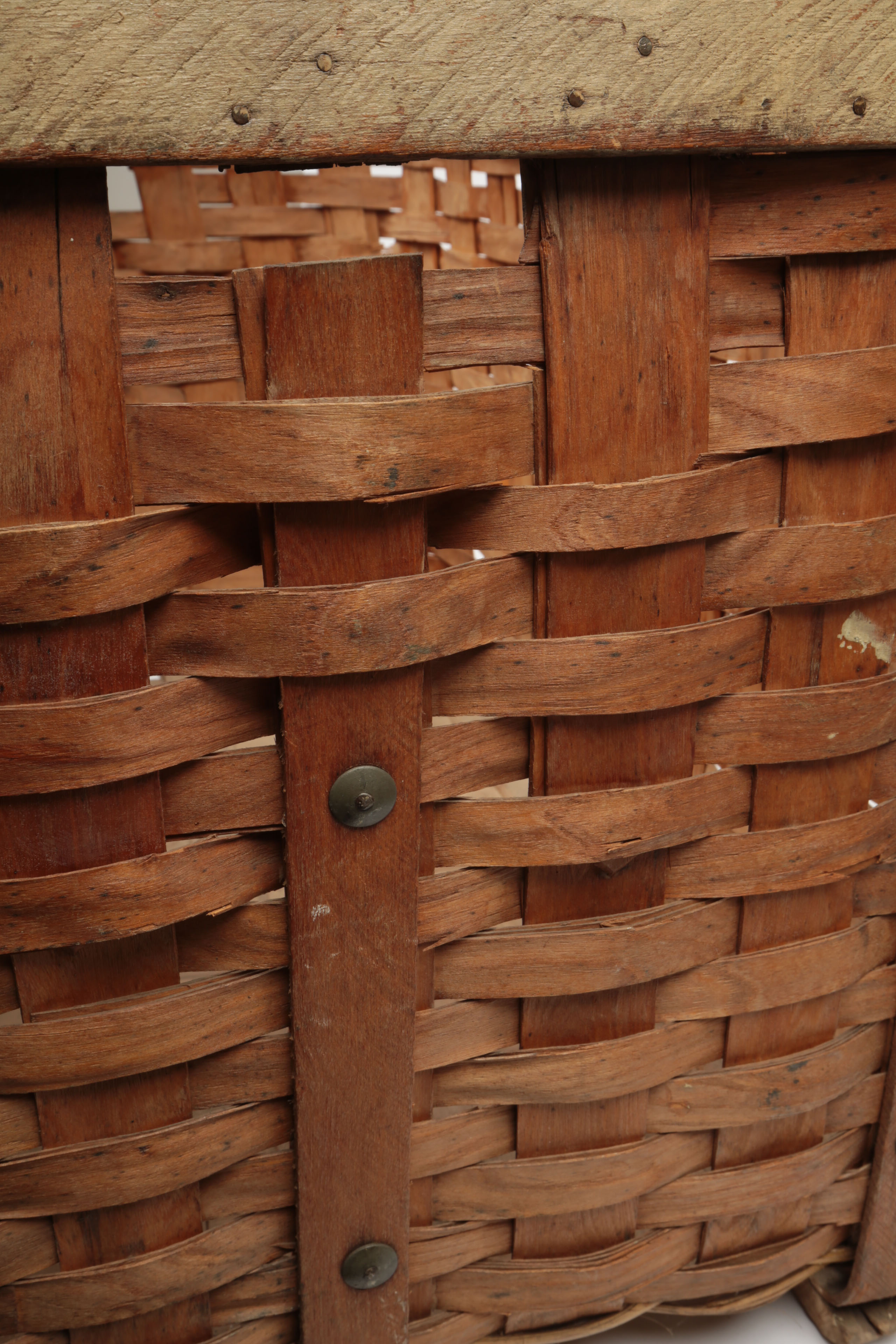 Antique Large Split Oak and Wicker Basket