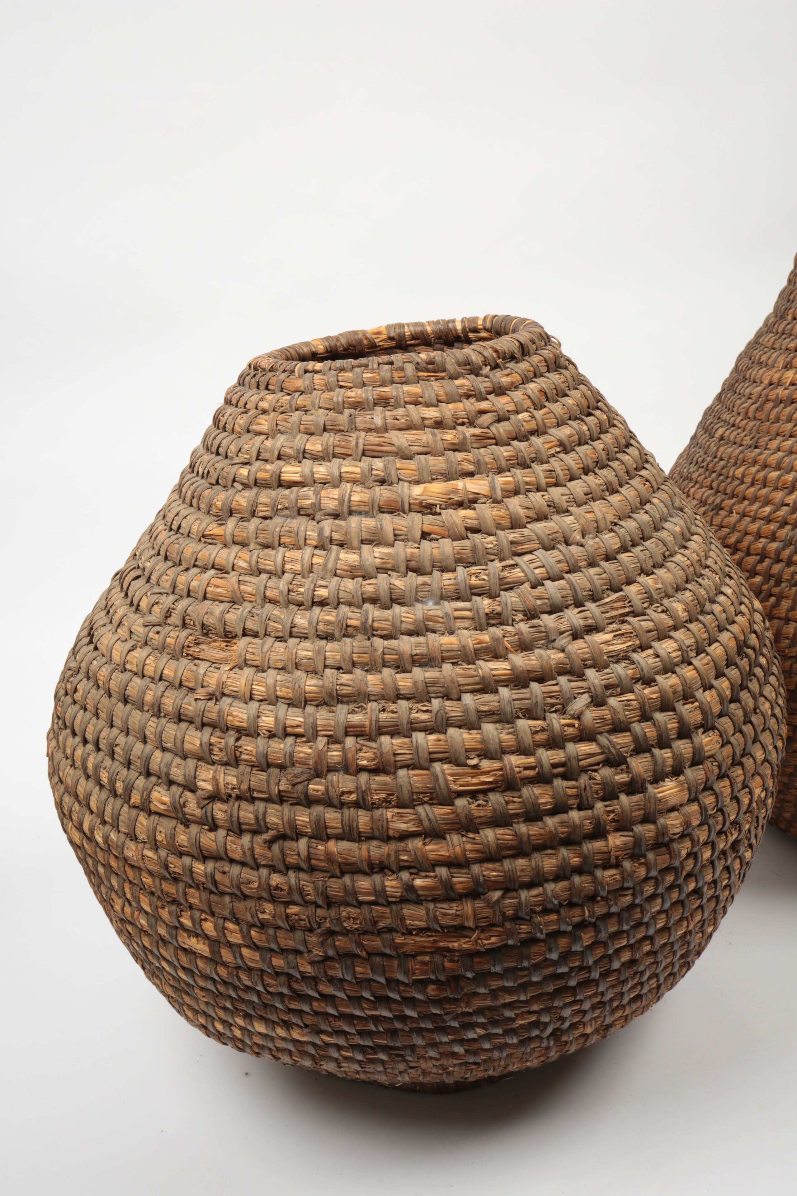 Pair of Handmade Basketry Vessels